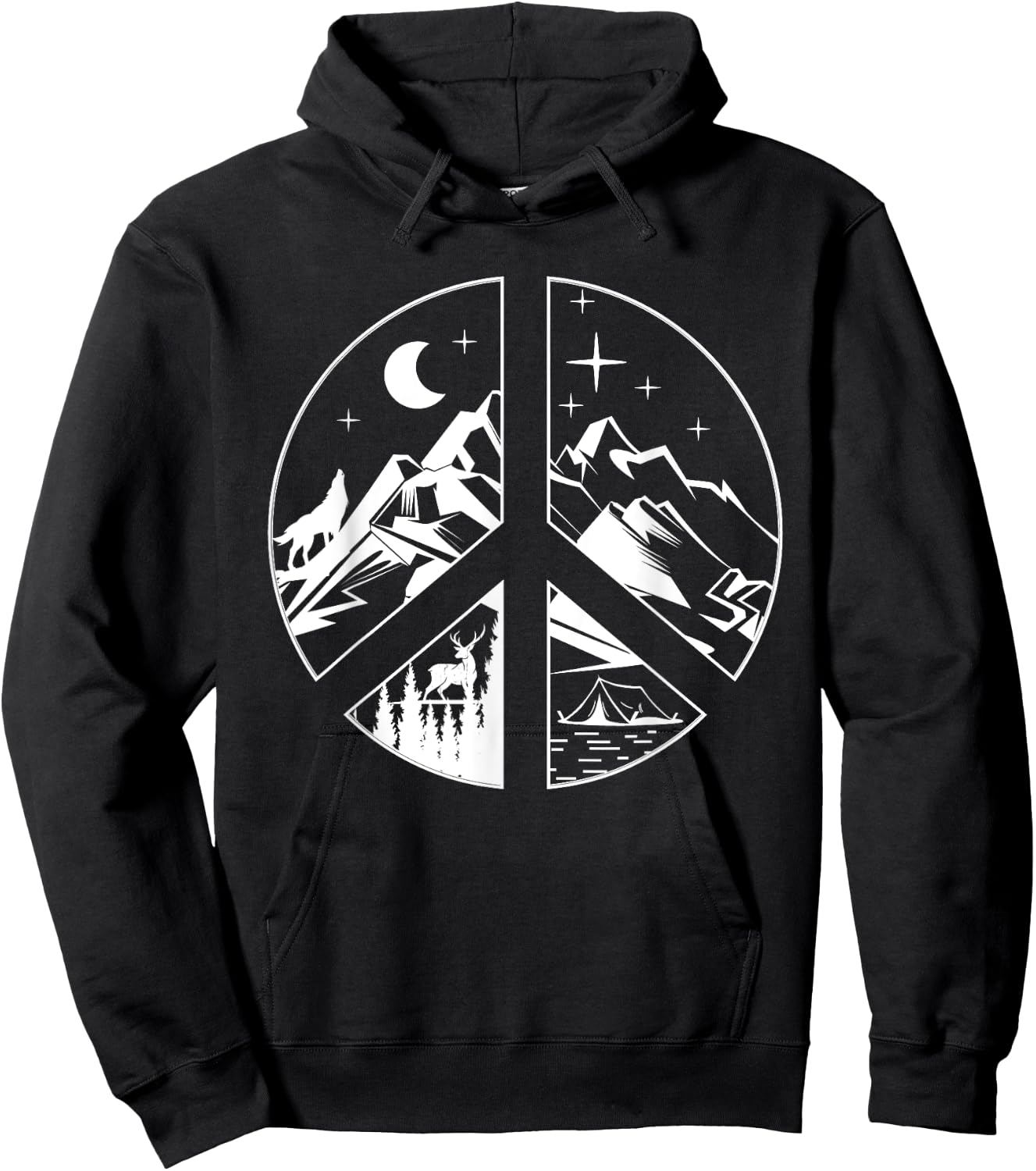 Peace Sign Going Outdoors Mountain Adventure Hiking Hiker Hoodie - Hoodie | Black