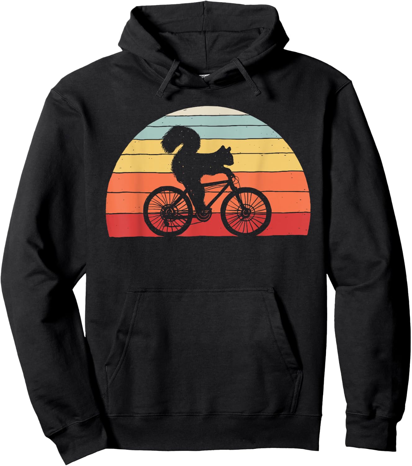 Vintage Retro Squirrel Riding A Bicycle Bike Squirrel Hoodie - Hoodie | Black