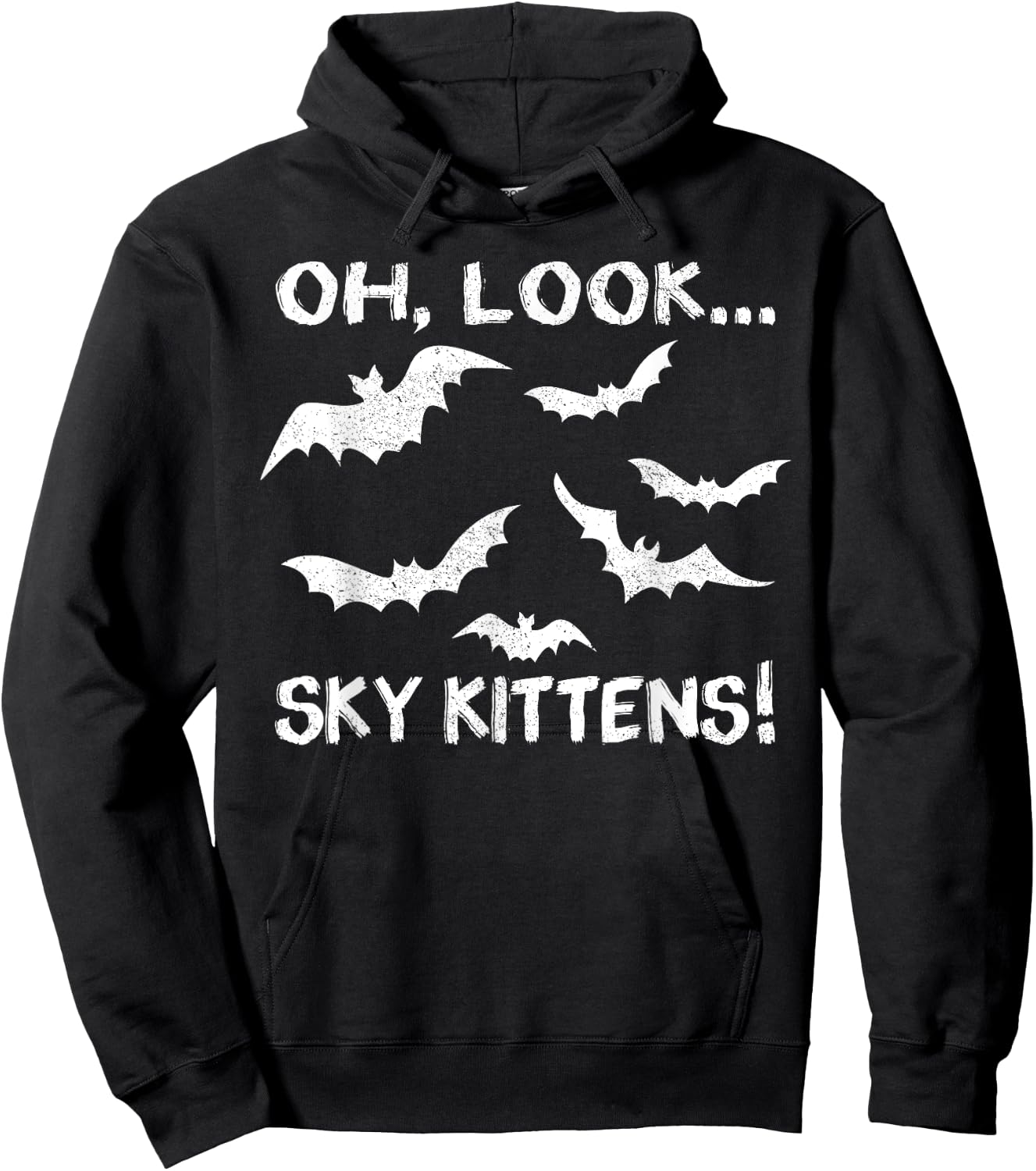 Funny Bat Lover Gift Women Cool Sky Kittens Horror Hoodie - Hoodie | Black