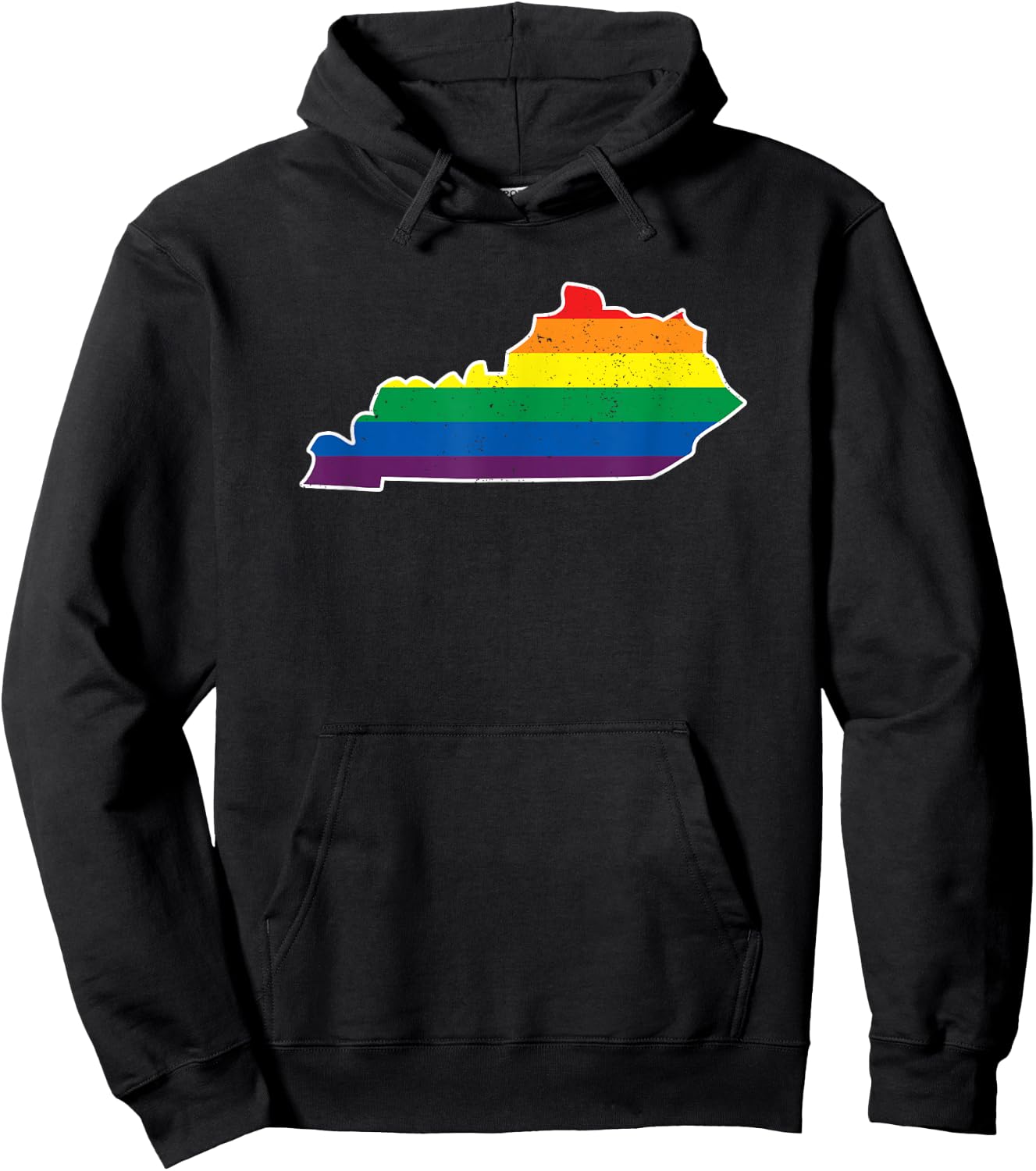 Gay Pride Flag - Kentucky Map - Rainbow Stripes Hoodie - Hoodie | Black