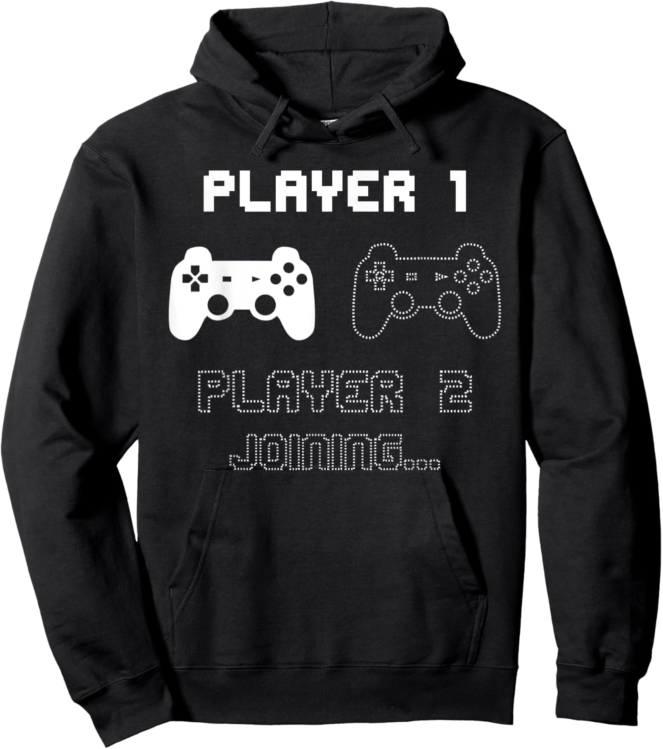 Player 2 Joining Siblings Baby Announcement Hoodie - Hoodie | Black