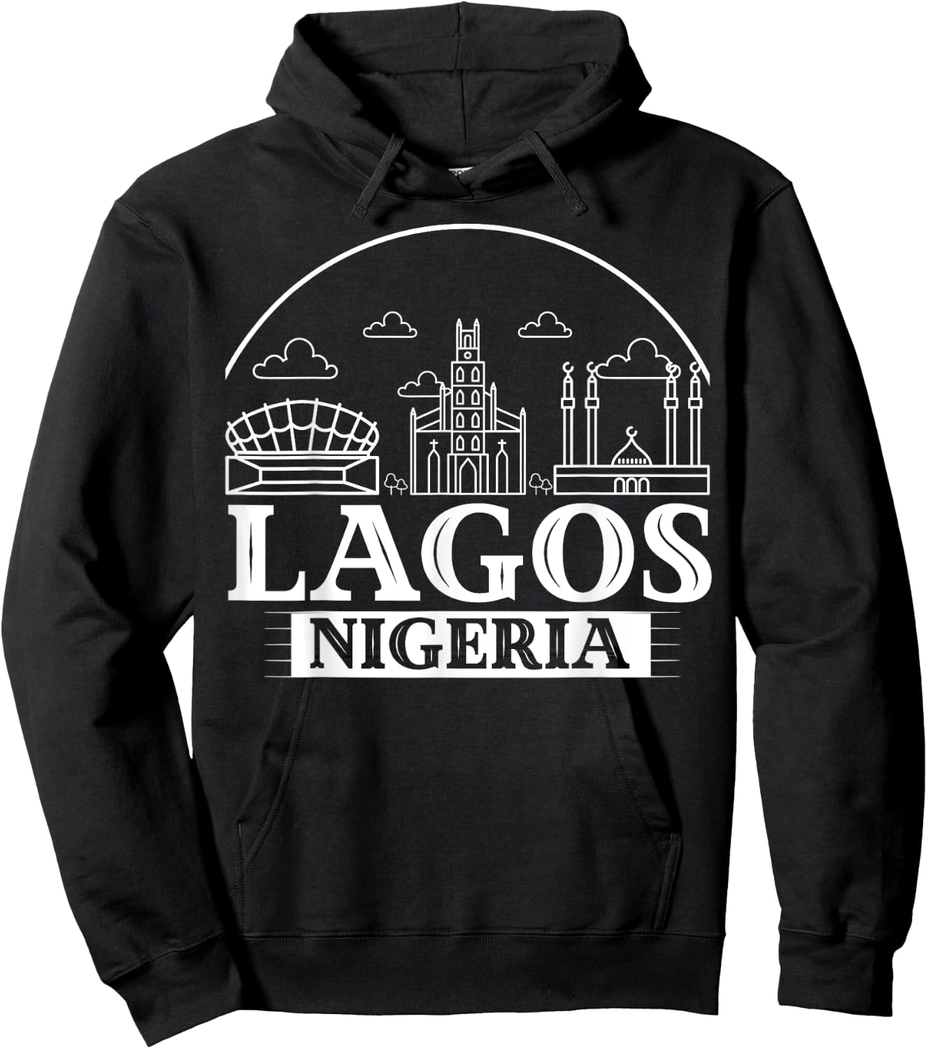 Lagos Nigeria City Skyline Map Travel Hoodie - Hoodie | Black