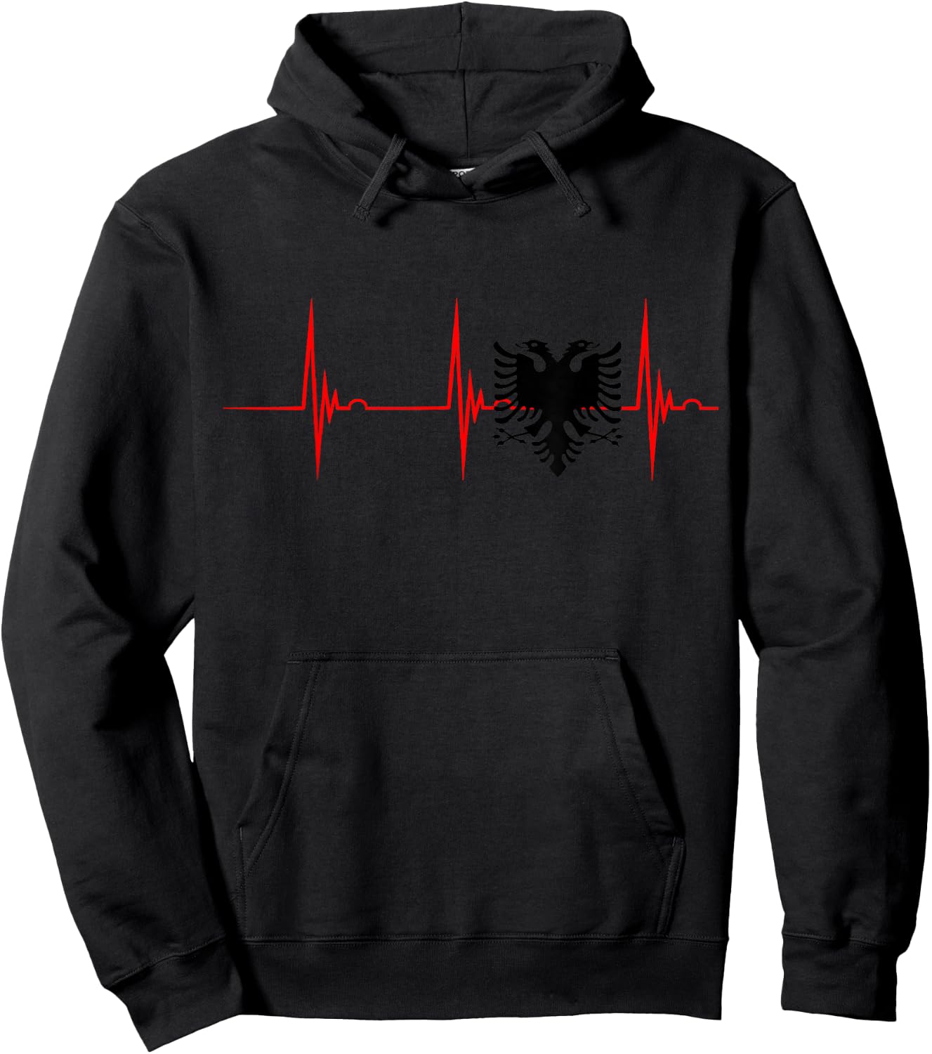 Coole Shqiperia Albanische Albaner Albania Albanian Heartbeat ECG Pulse Albanian Eagle Pride Hoodie - Hoodie | Black