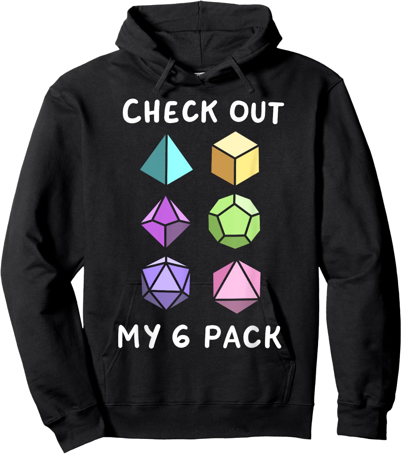 Check Out My Six Pack Funny D20 Dice Set RPG Nerdy Men Boys Hoodie - Hoodie | Black