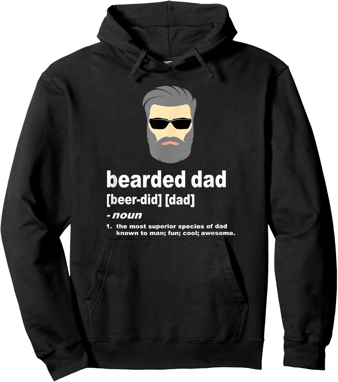Funny Dad Bearded Dad with Silver or Gray Hair Hoodie - Hoodie | Black