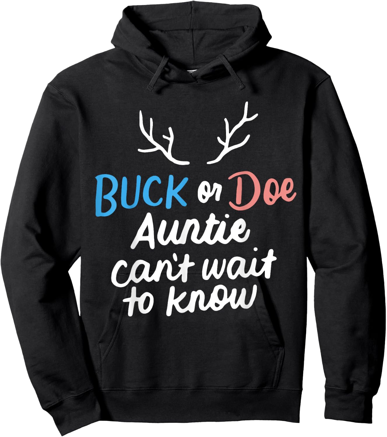 Buck or Doe Auntie Can't Wait to Know Gender Reveal Party Hoodie - Hoodie | Black