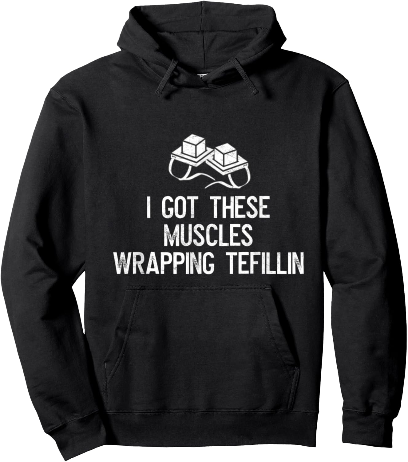 I Got These Muscles Wrapping Tefillin Jewish Bar Mitzvah Gym Hoodie - Hoodie | Black
