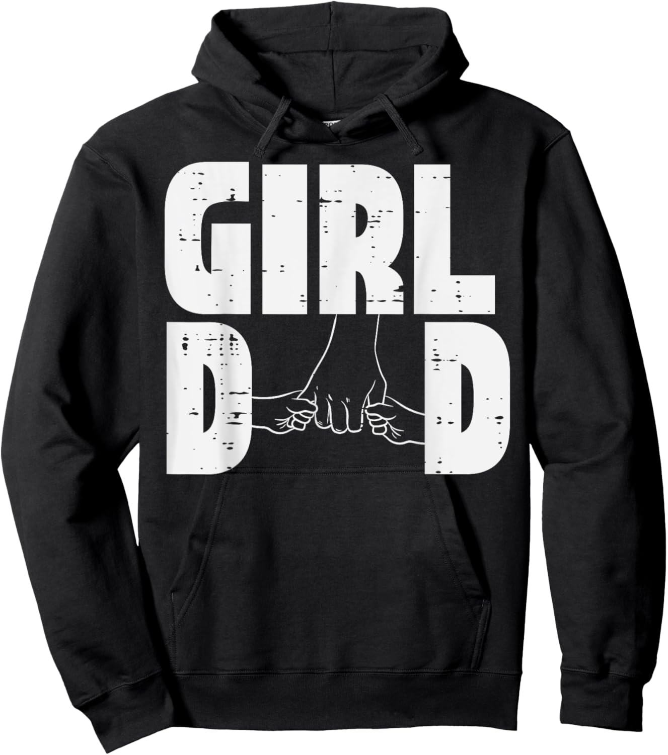 Fathers Day Girl Dad Hold Hands Cute Daddys Daughter Papa Hoodie - Hoodie | Black