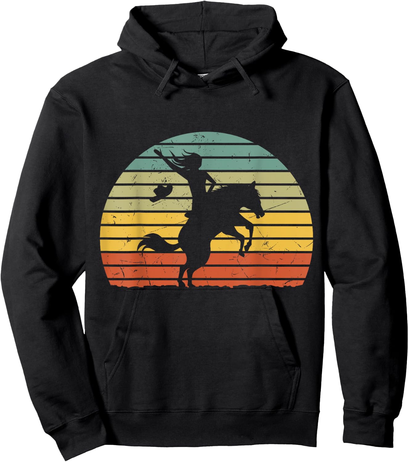 Girl Horse Riding Shirt Vintage Cowgirl Texas Ranch woman Hoodie - Hoodie | Black
