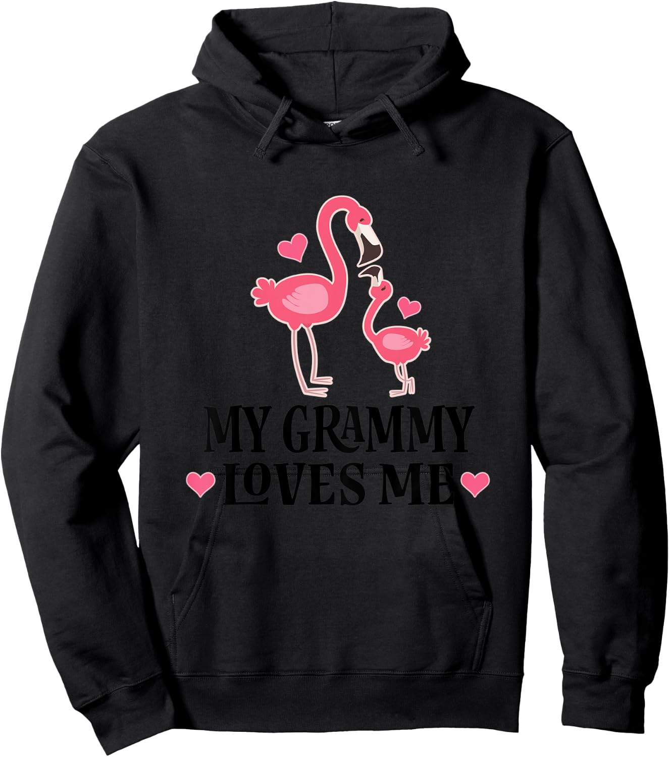 Kids Grammy Loves Me Cute Flamingo Gift Grandchild Hoodie - Hoodie | Black