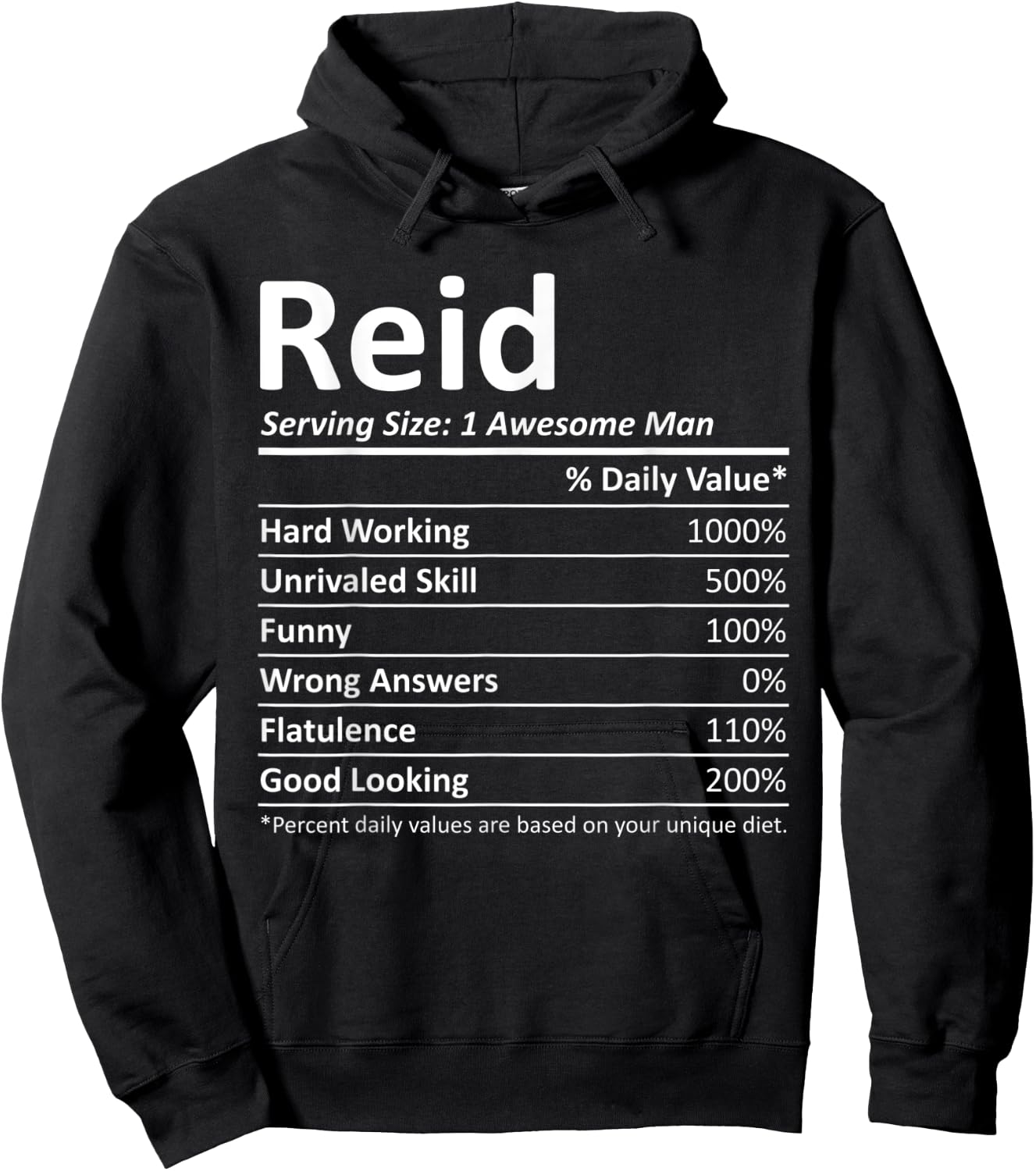 REID Nutrition Funny Birthday Personalized Name Gift Hoodie - Hoodie | Black