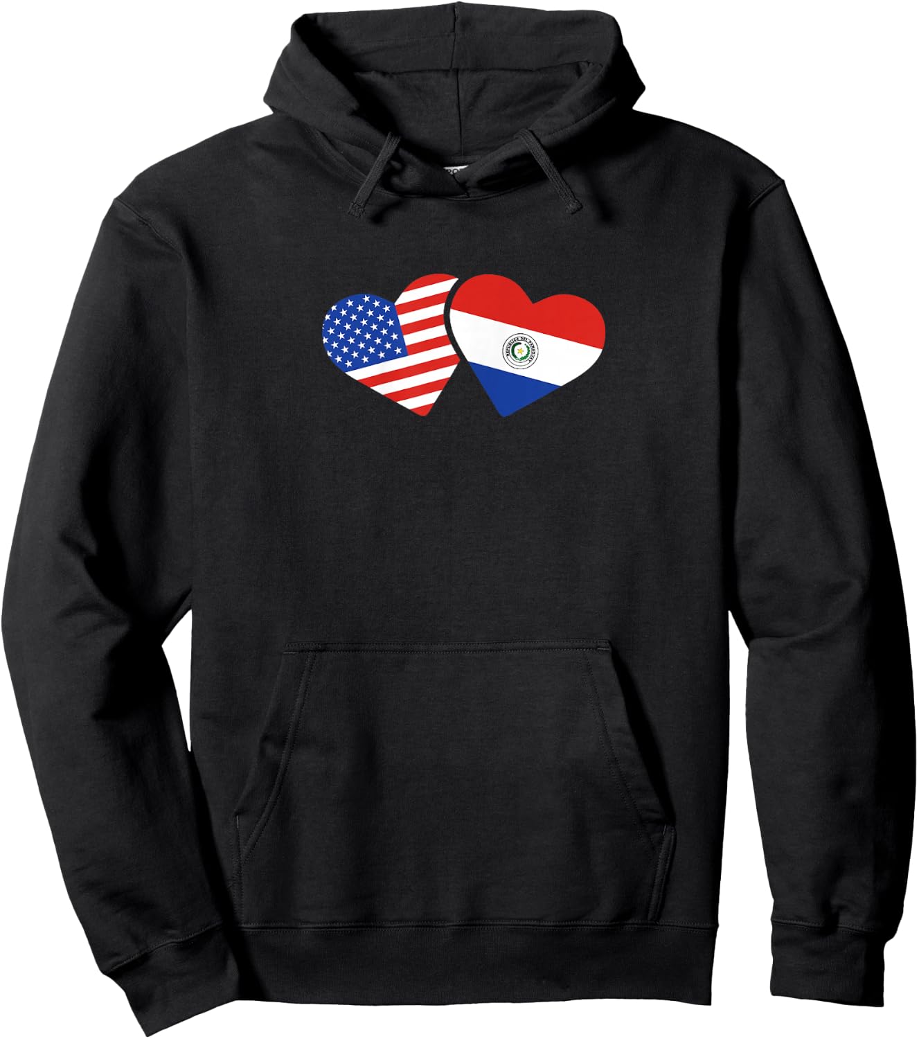 USA Paraguay Flag T Shirt Hearts Paraguayan American Love Hoodie - Hoodie | Black