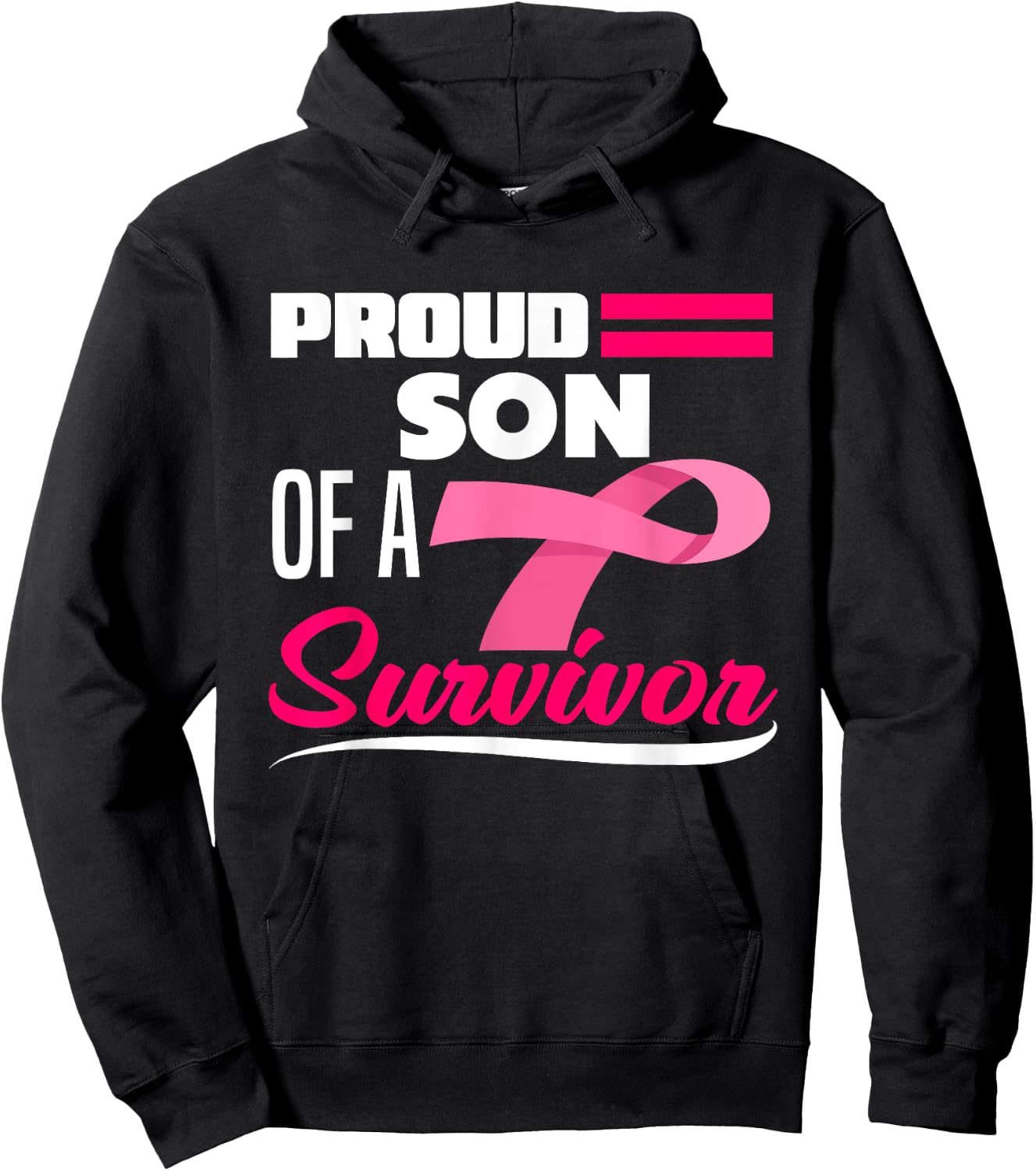 Proud Son Of A Survivor Mom Mother Breast Cancer Awareness Hoodie - Hoodie | Black