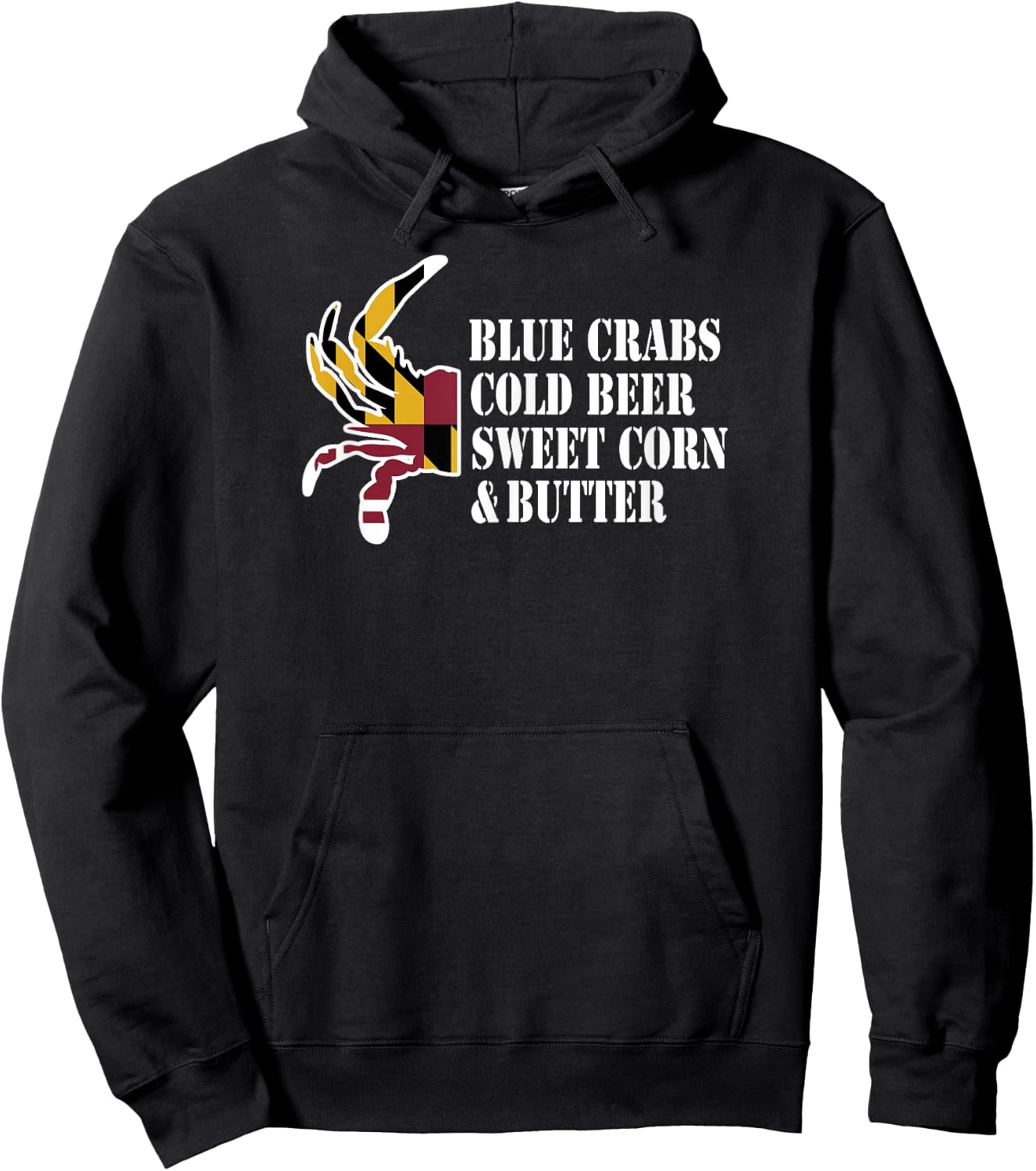 Maryland Crab Blue Crabs & Beer Mean Summertime Feasts Hoodie - Hoodie | Black