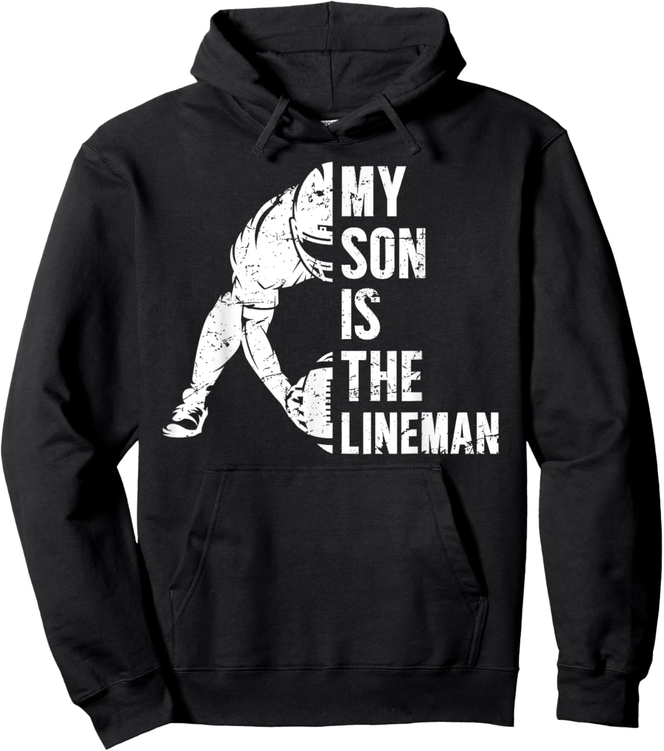 My Son Is Football Lineman Mom Of A Football Lineman Mama Hoodie - Hoodie | Black