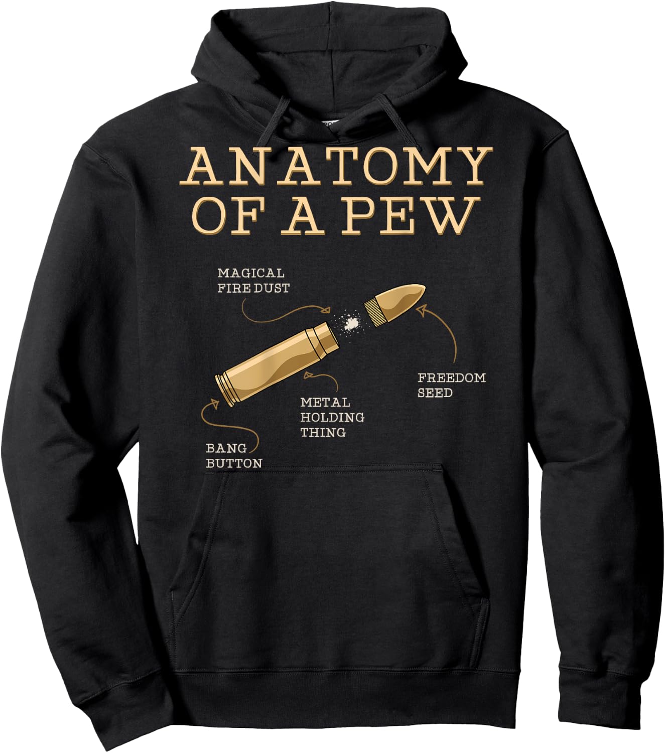 Funny Anatomy Of A Pew - Ammo Gun - Amendment Meme (on back) Hoodie - Hoodie | Black