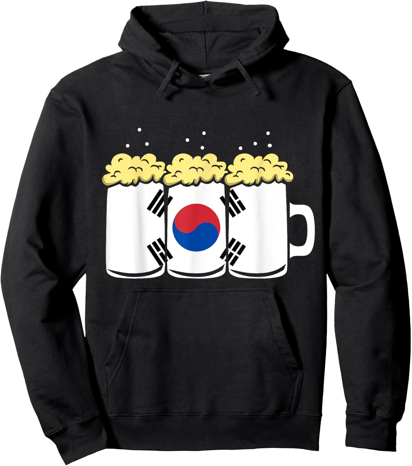 South Korea Flag Design for Beer Drinker Men Hoodie - Hoodie | Black