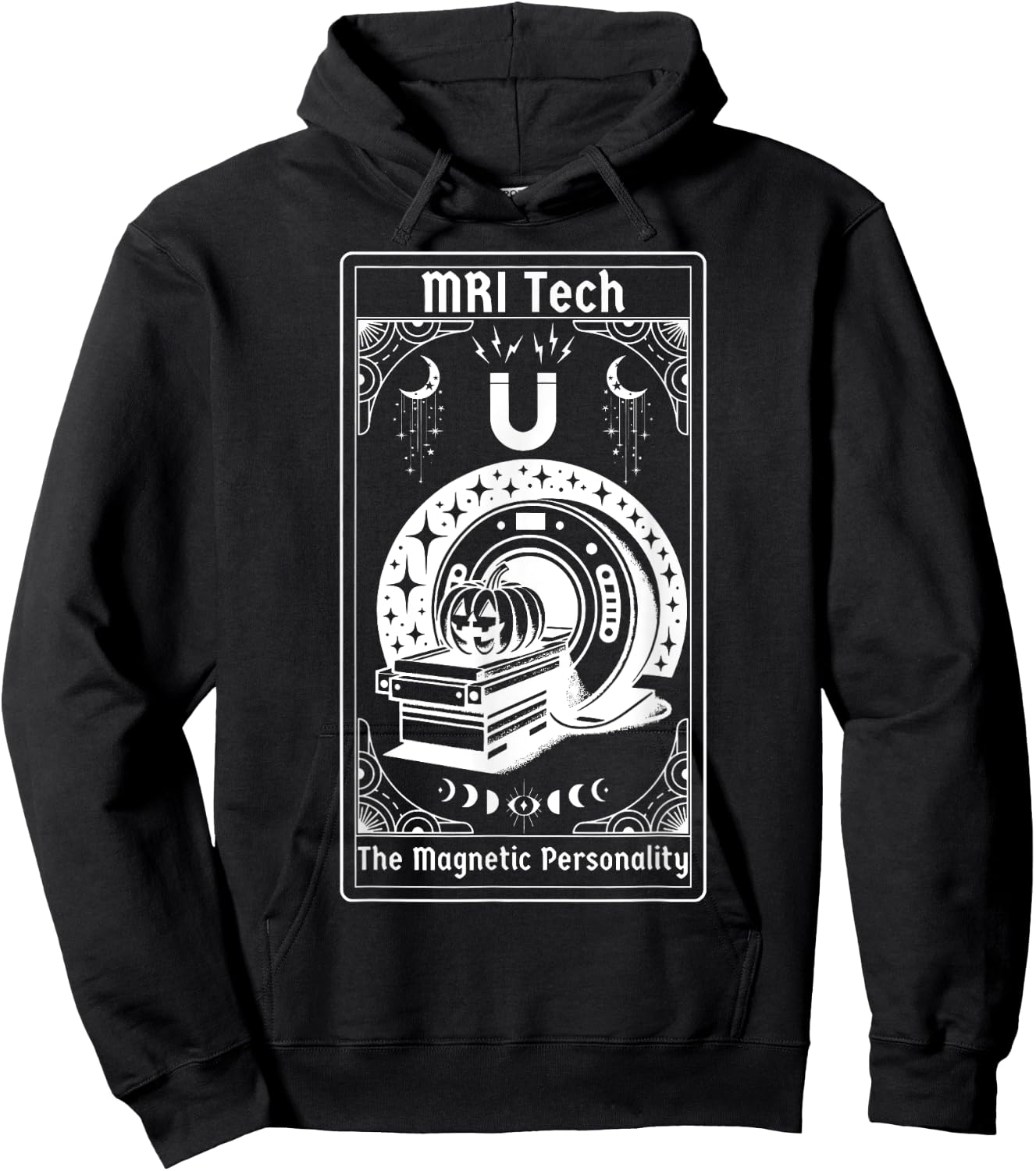 Witchy MRI Tech Tarot Card Pumpkin Funny Halloween Xray Tech Hoodie - Hoodie | Black