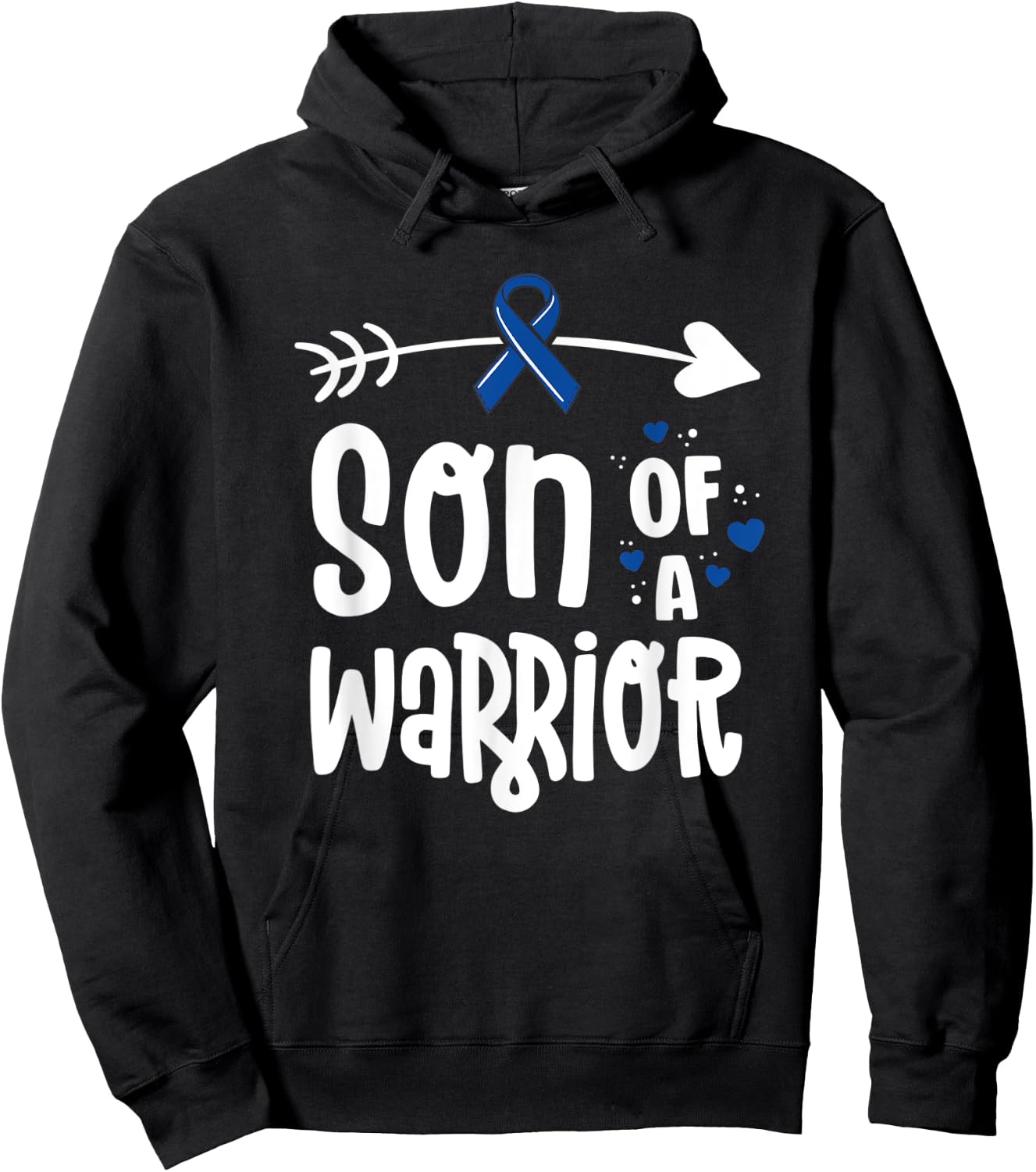 Colon Cancer Awareness Blue Dad Husband Fighter Warrior Hoodie - Hoodie | Black