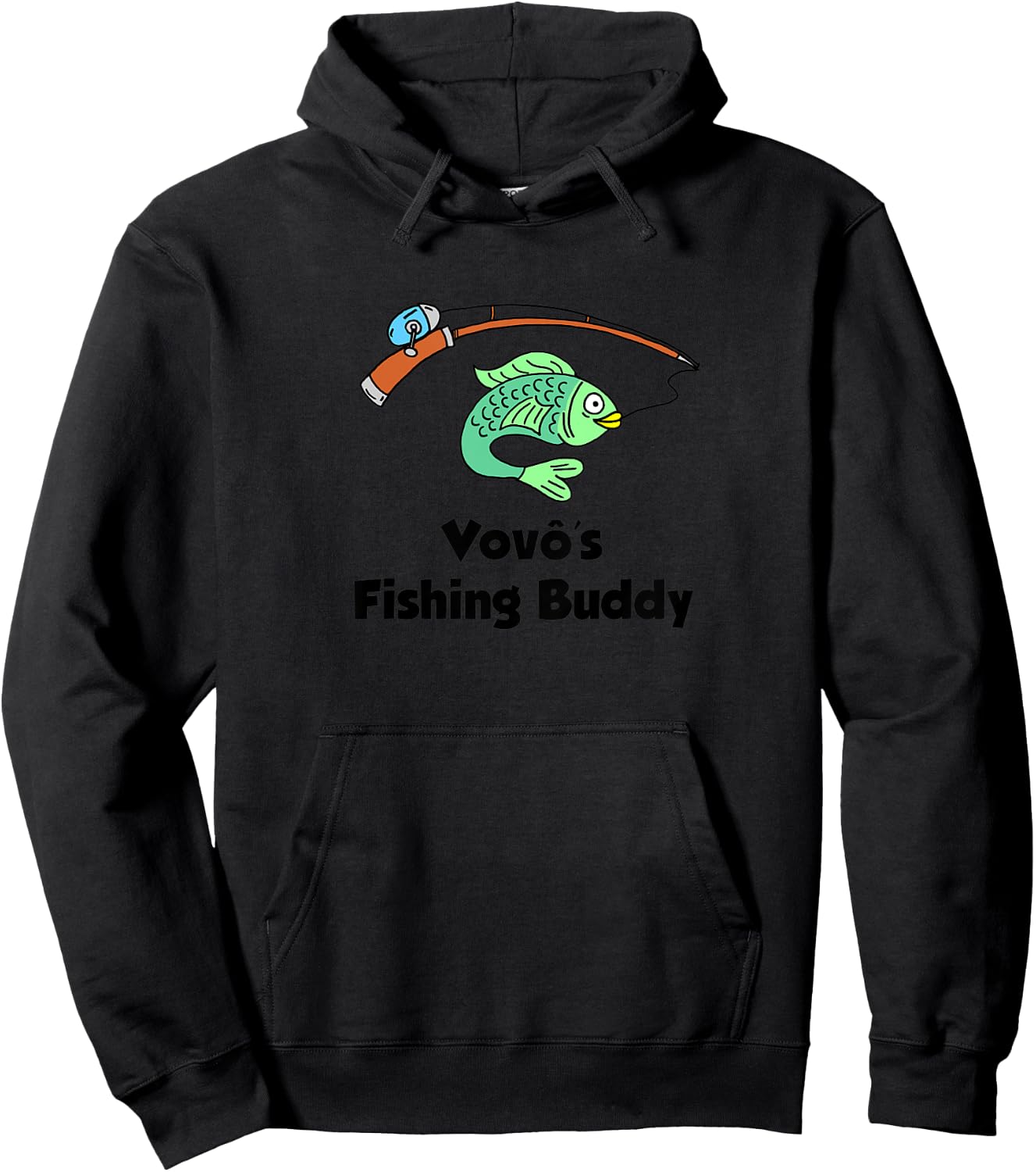 Kids Vovo's Fishing Buddy Portuguese Grandfather Grandchild Hoodie - Hoodie | Black