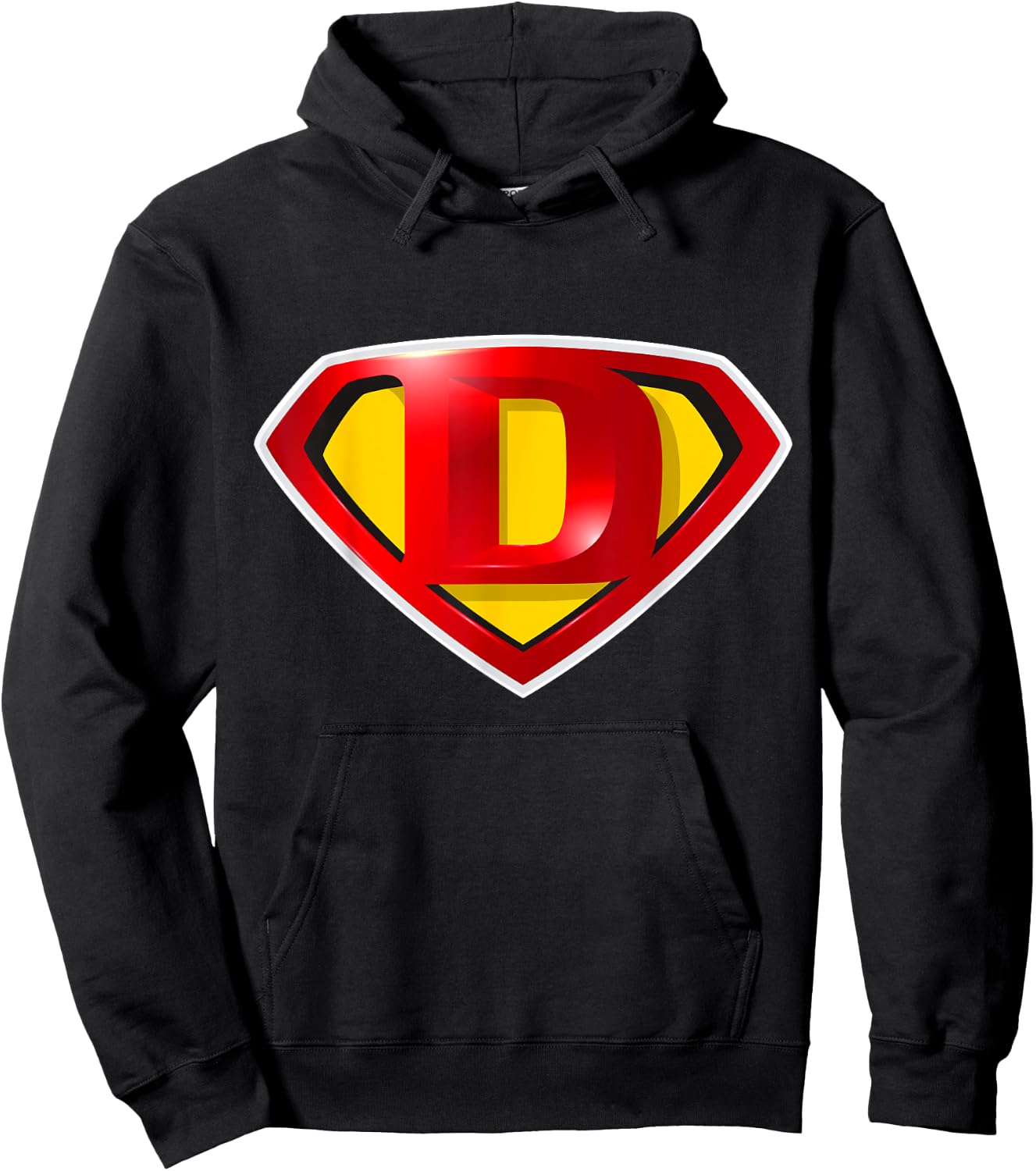 Super D Hero Alphabet Cute Initial Monogram Letter D Logo Hoodie - Hoodie | Black
