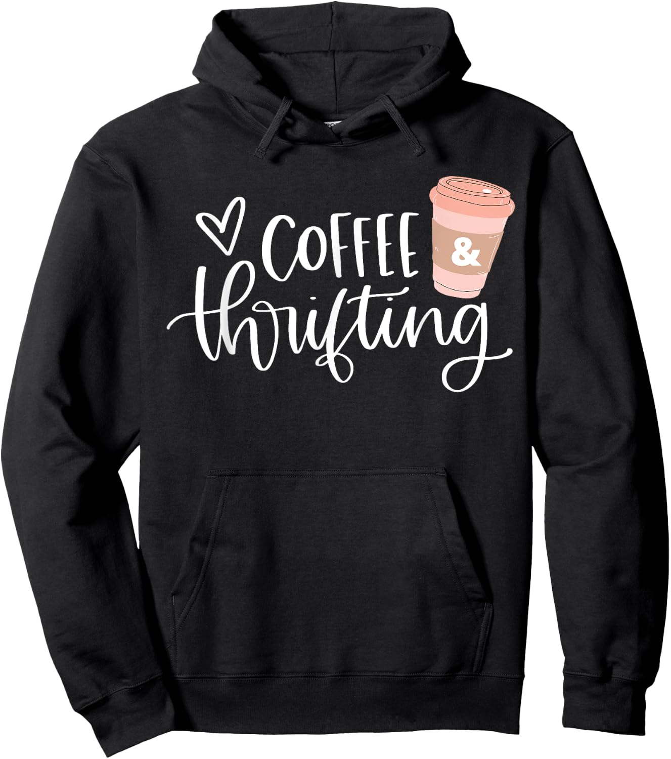 Coffee and Thrifting Cute Shopping Retail Therapy Top Hoodie - Hoodie | Black