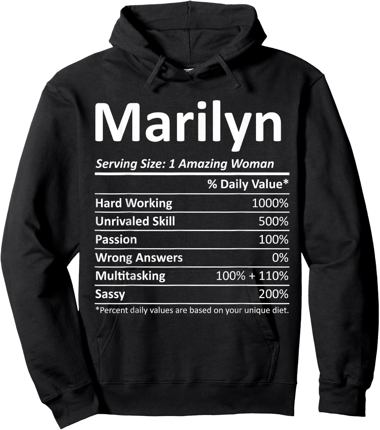 MARILYN Nutrition Personalized Name Funny Christmas Gift Hoodie - Hoodie | Black