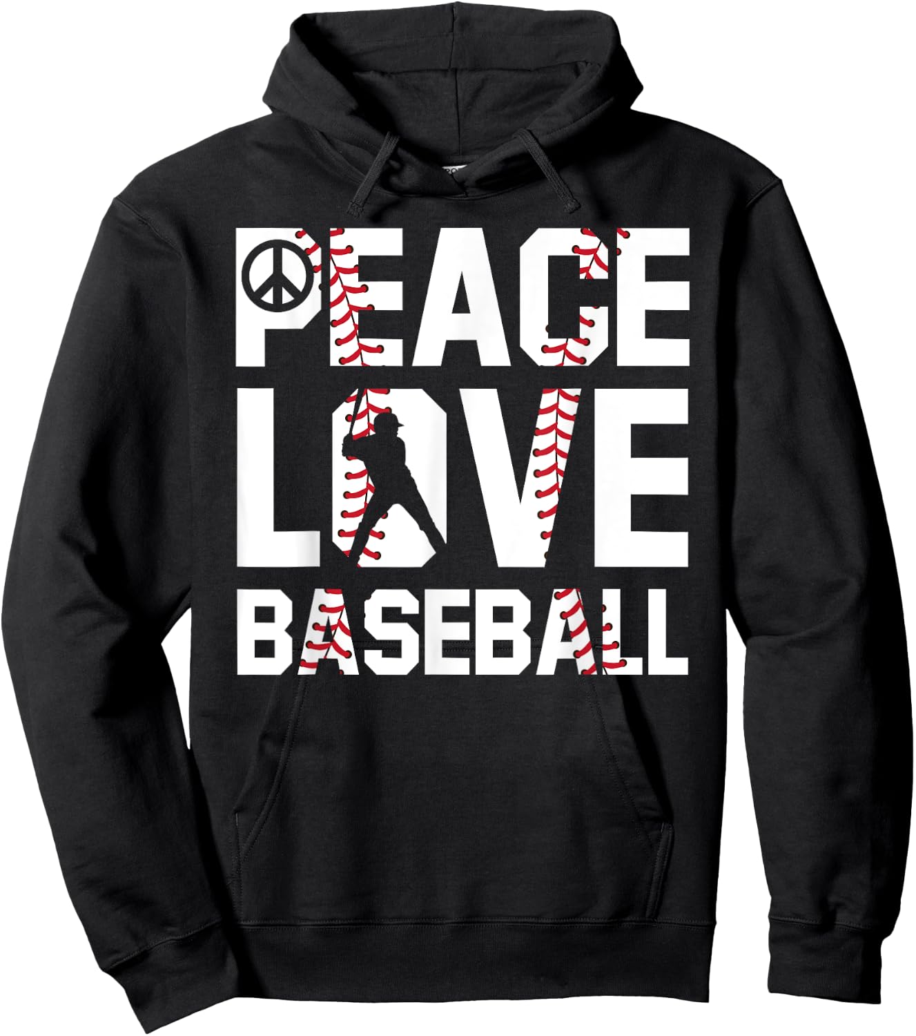 Peace Love Baseball For Soft Ball Fans Baseball Hoodie - Hoodie | Black