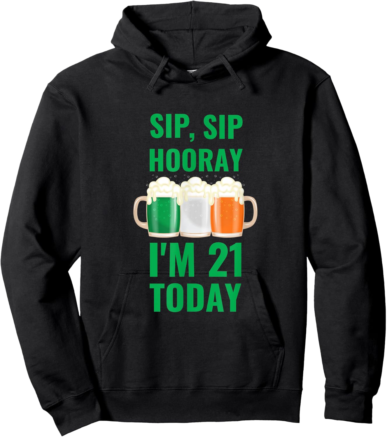 March 17th St. Patrick's Day 21st Birthday I'm 21 Irish Flag Hoodie - Hoodie | Black