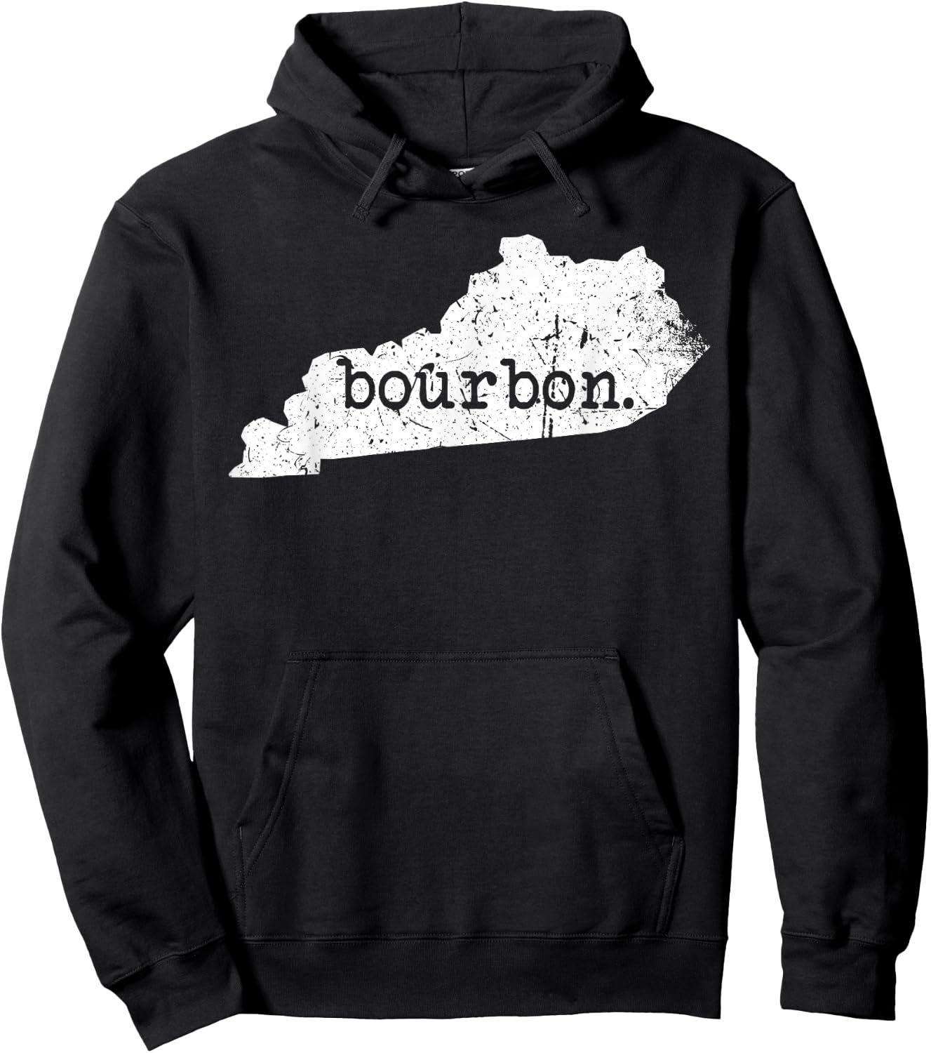 Weathered Kentucky Bourbon Trail Whiskey State Outline Hoodie - Hoodie | Black