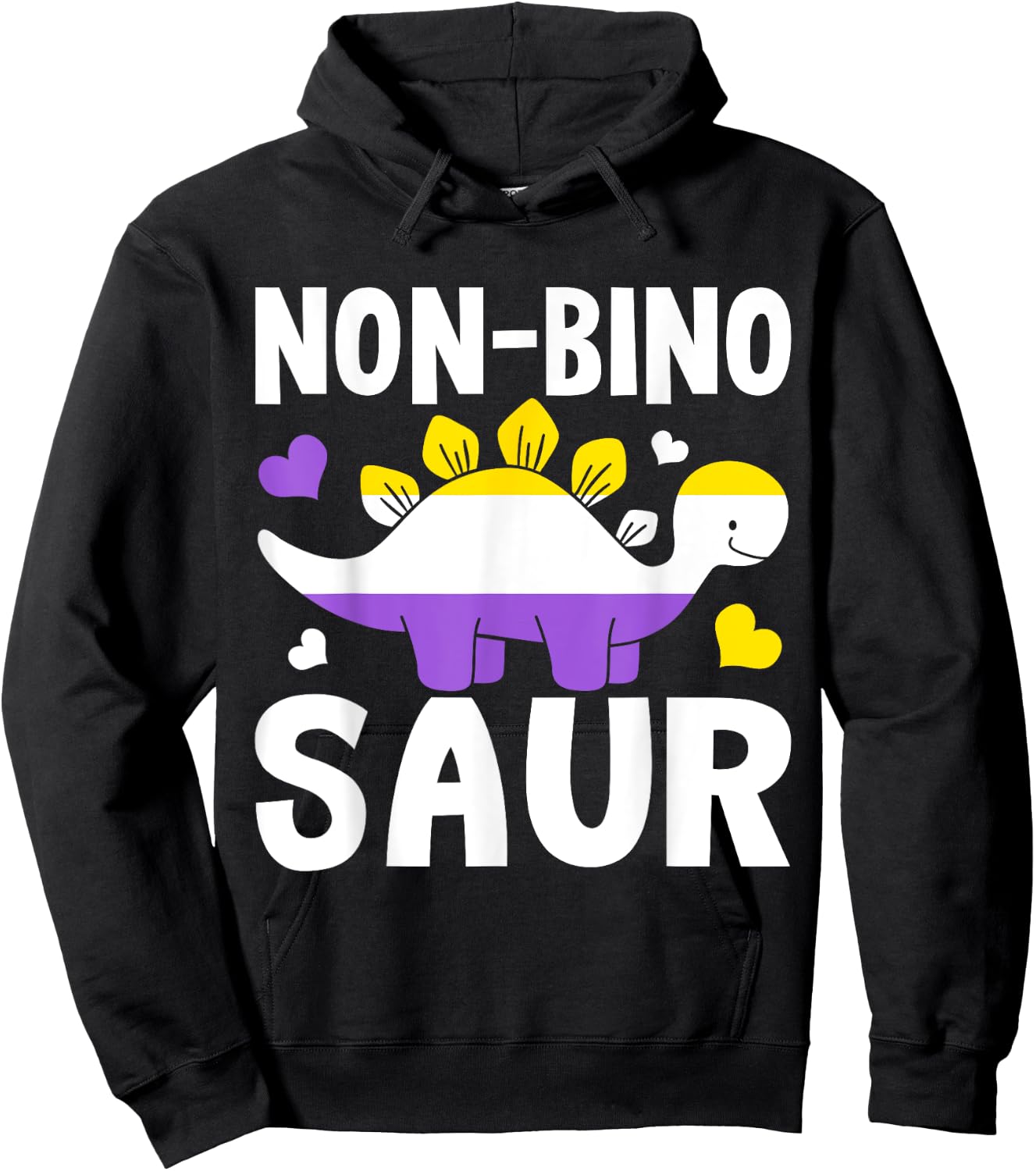 Non Bino Saur Dinosaur Aagender Non Binary Hoodie - Hoodie | Black
