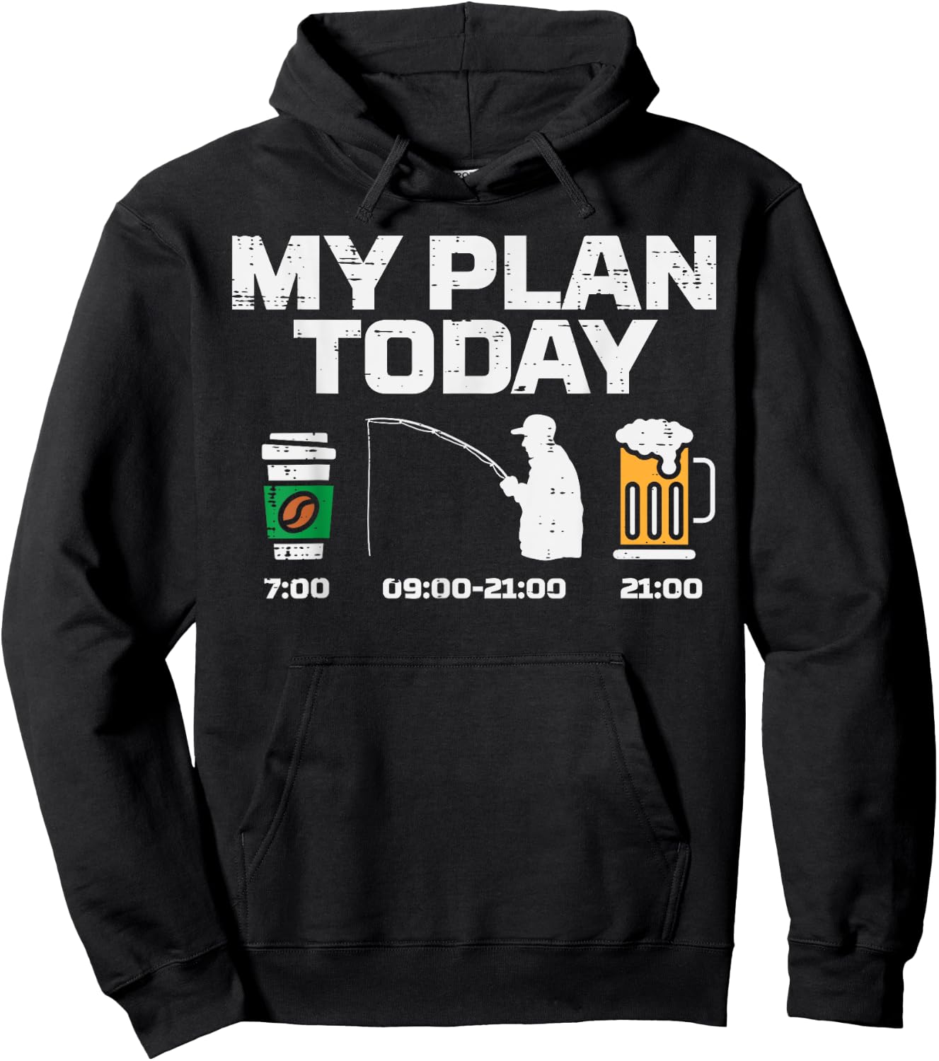 My Plan Today Coffee Fishing Beer Drinking Fisherman Dad Hoodie - Hoodie | Black