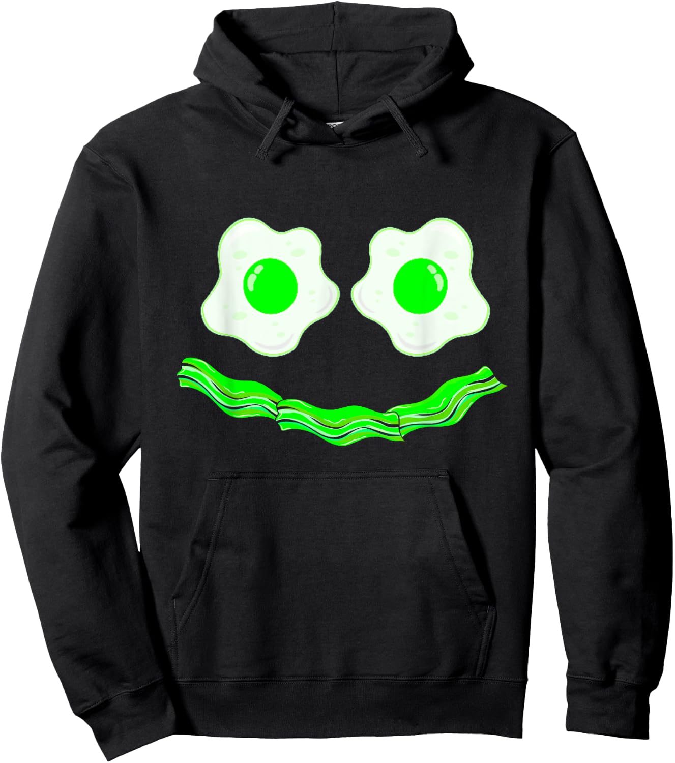 Funny Green Breakfast Costume Eggs Ham Smile Face Brunch Hoodie - Hoodie | Black