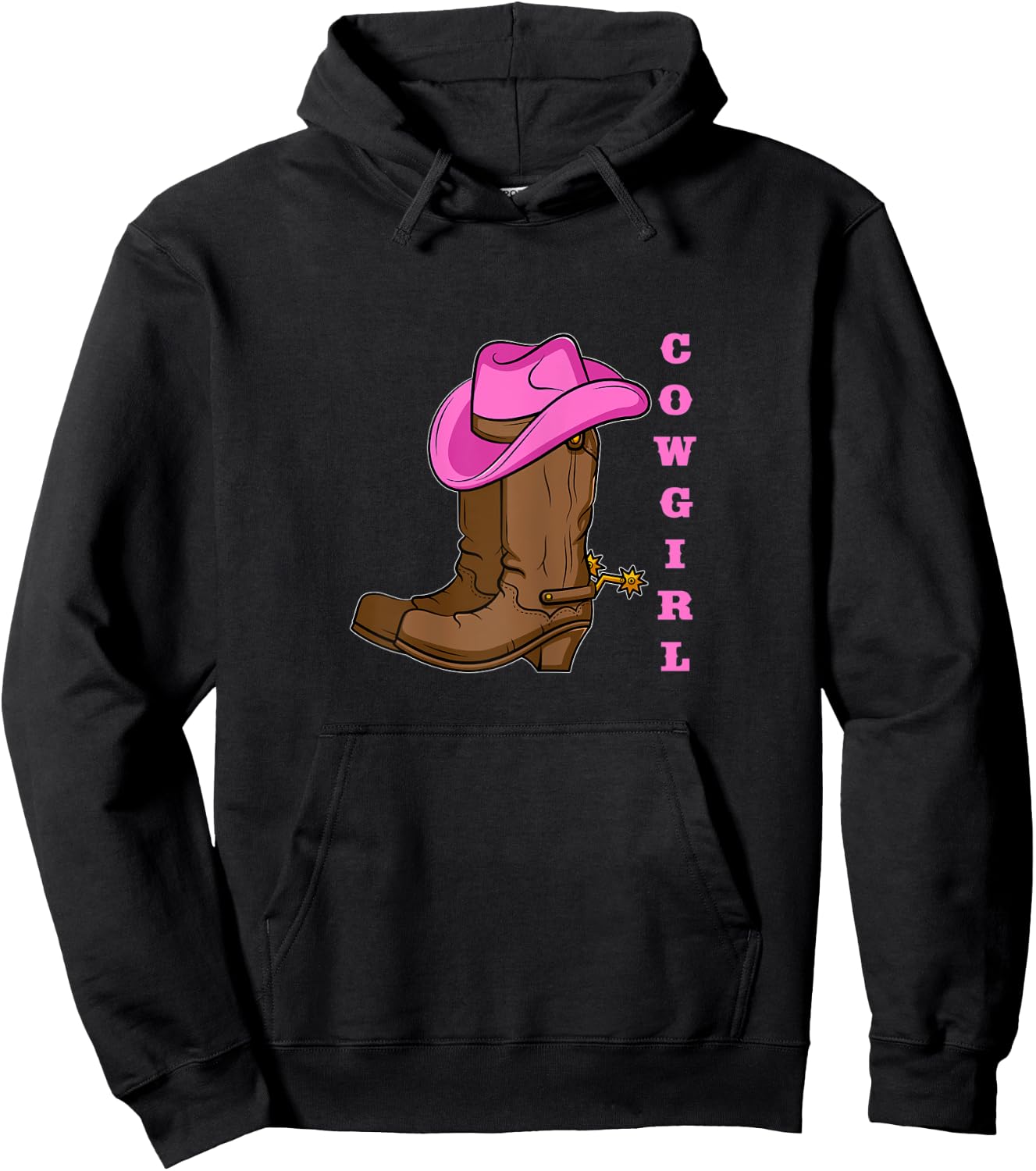 Cowgirl Boots Western Rodeo Hat Spurs Hoodie - Hoodie | Black
