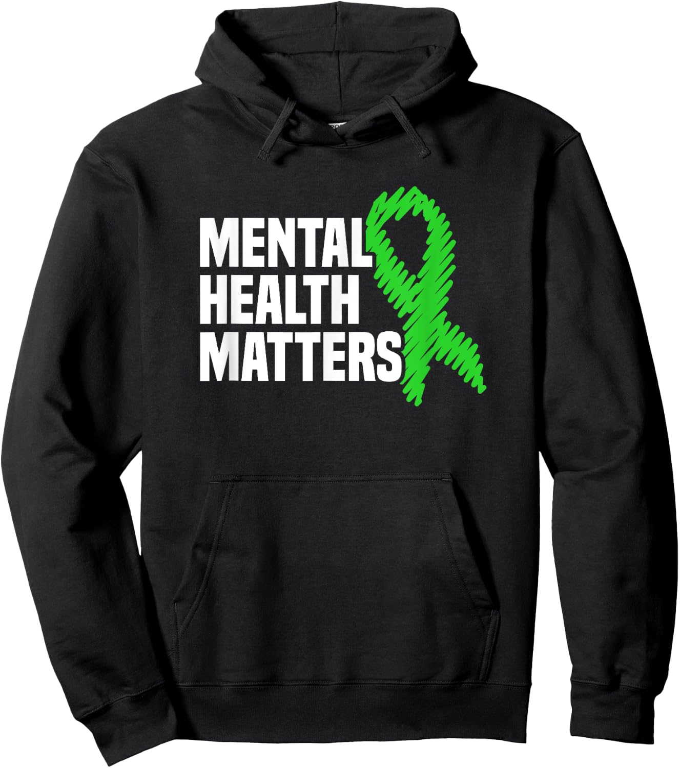Mental Health Matters Green Ribbon Mental Health Awareness Hoodie - Hoodie | Black