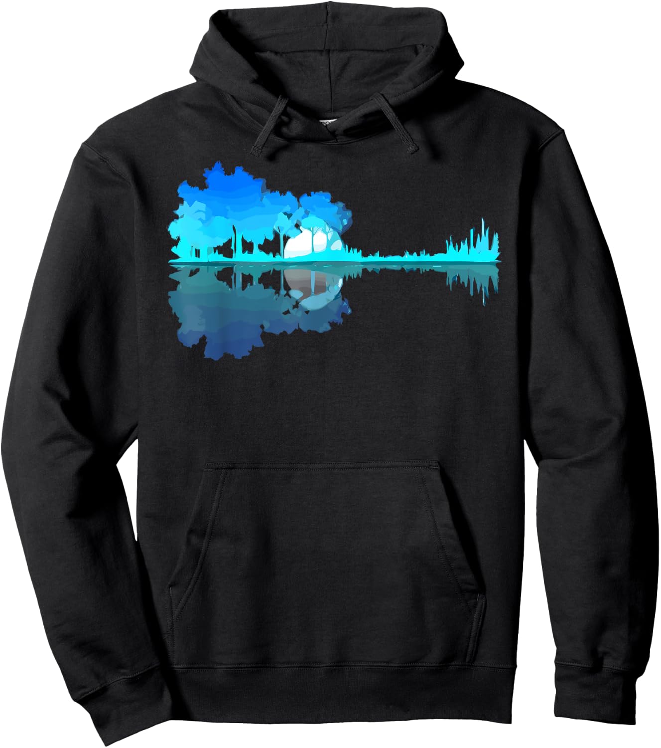 Guitar Lake Reflection Guitarist Music Love Guitar Musician Hoodie - Hoodie | Black