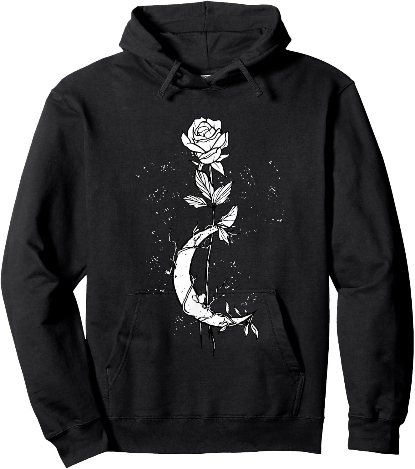 Occult Moon Rose Gothic Moon Rose Witchcraft Esoteric Goth Hoodie - Hoodie | Black