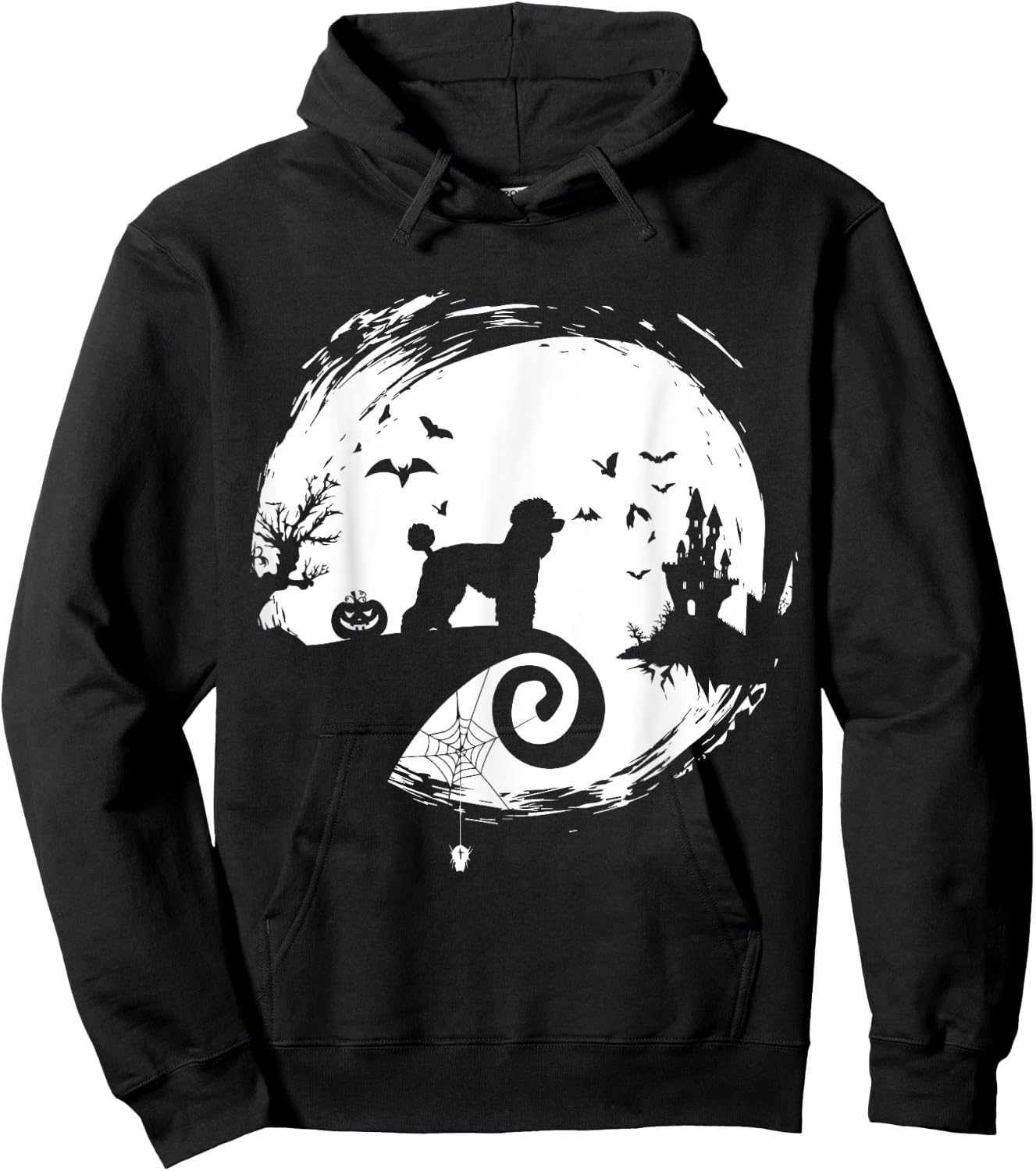 Poodle Halloween Costume Moon Silhouette Creepy Hoodie - Hoodie | Black
