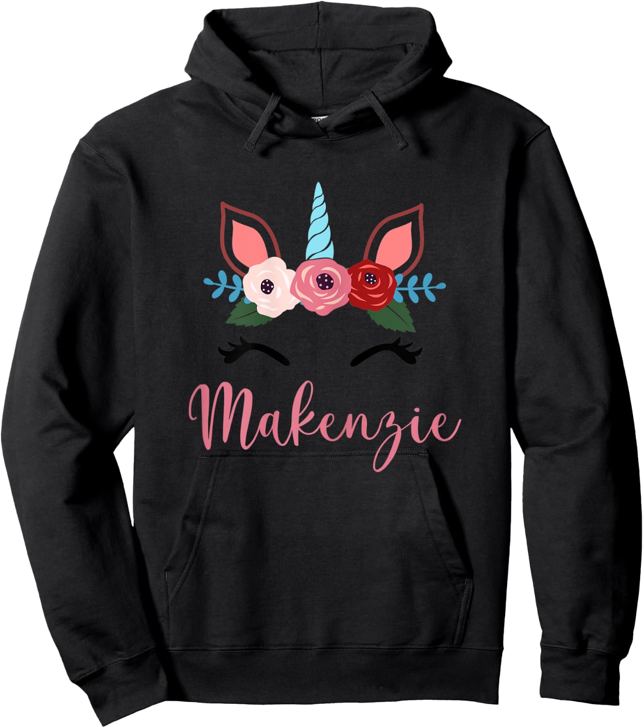 Cute Makenzie Magical Floral Unicorn For Girls Hoodie - Hoodie | Black