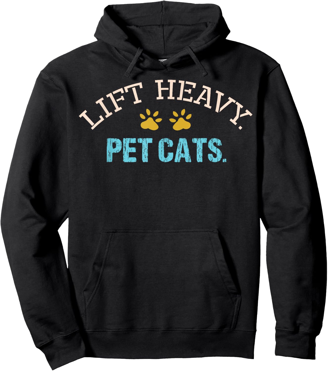 Lift Heavy Pet Cats Weightlifter Gym Fit Muscle Workout Fit Hoodie - Hoodie | Black
