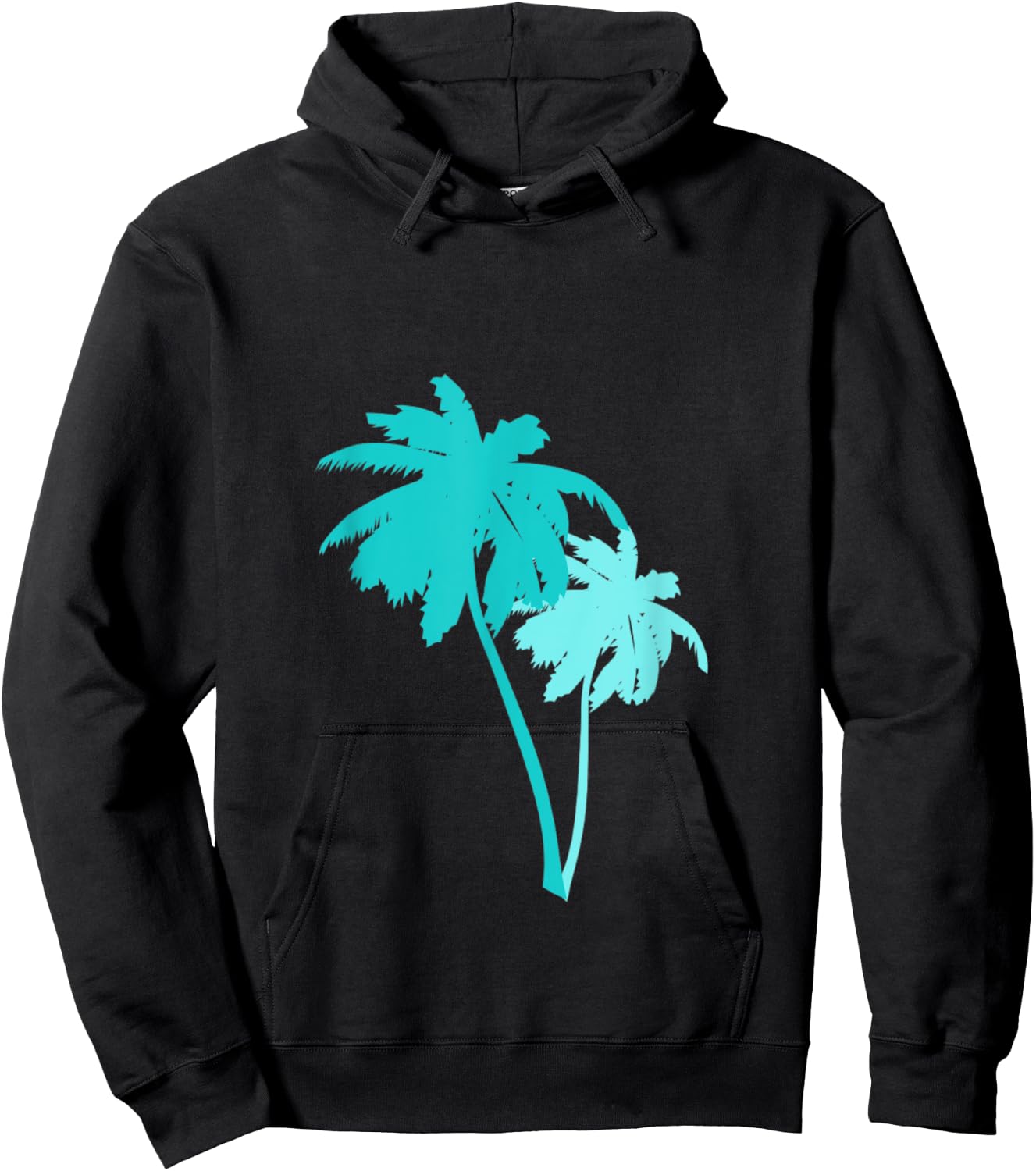 Turquoise Aqua Blue Palm Trees Hoodie - Hoodie | Black