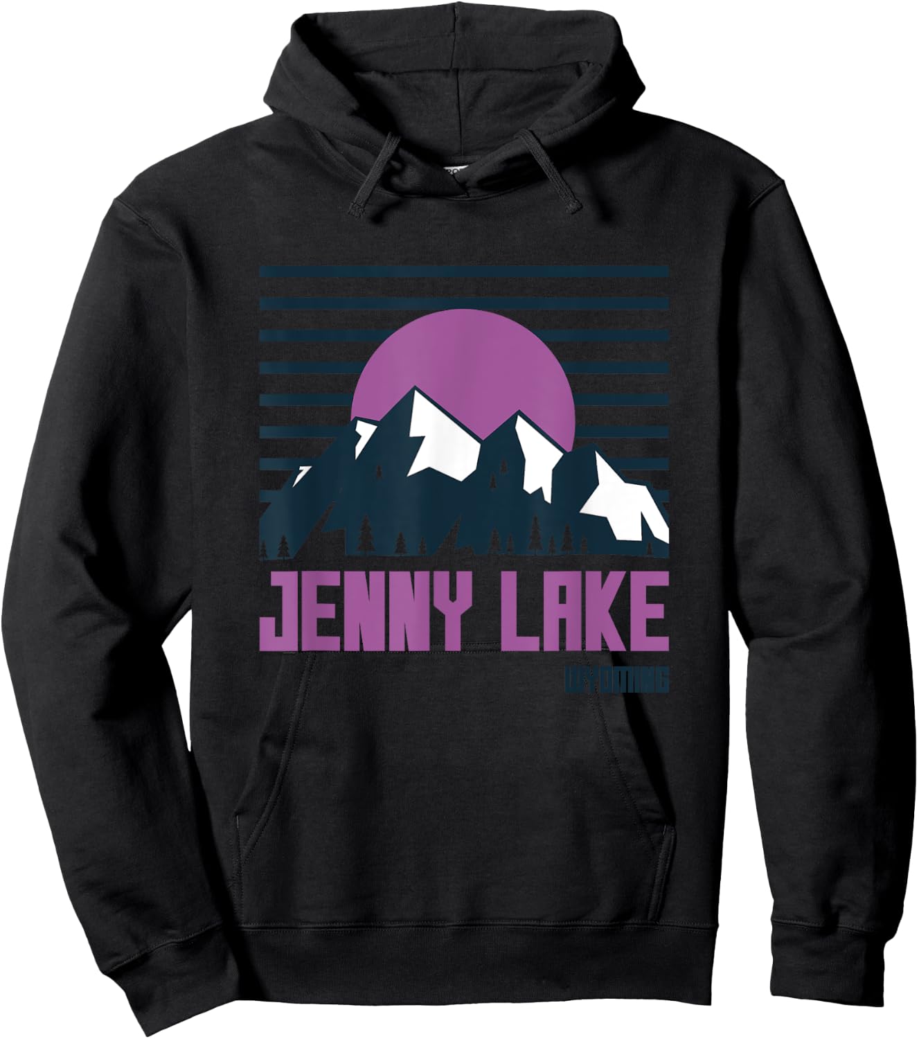 Jenny Lake Wyoming Vintage Mountains Hiking Camp Retro Hoodie - Hoodie | Black
