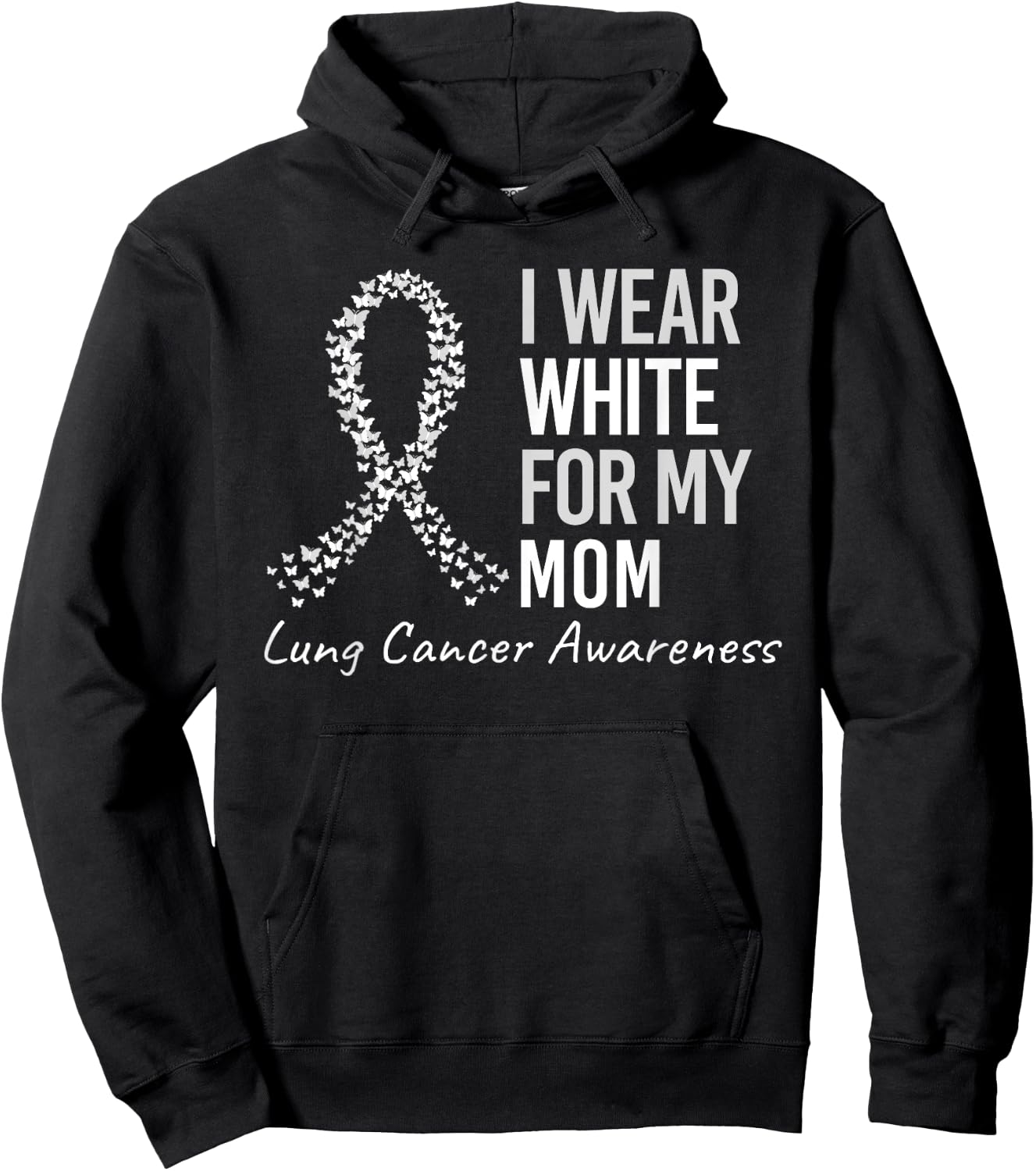 I Wear White For My Aunt Lung Cancer Awareness White Ribbon Hoodie - Hoodie | Black