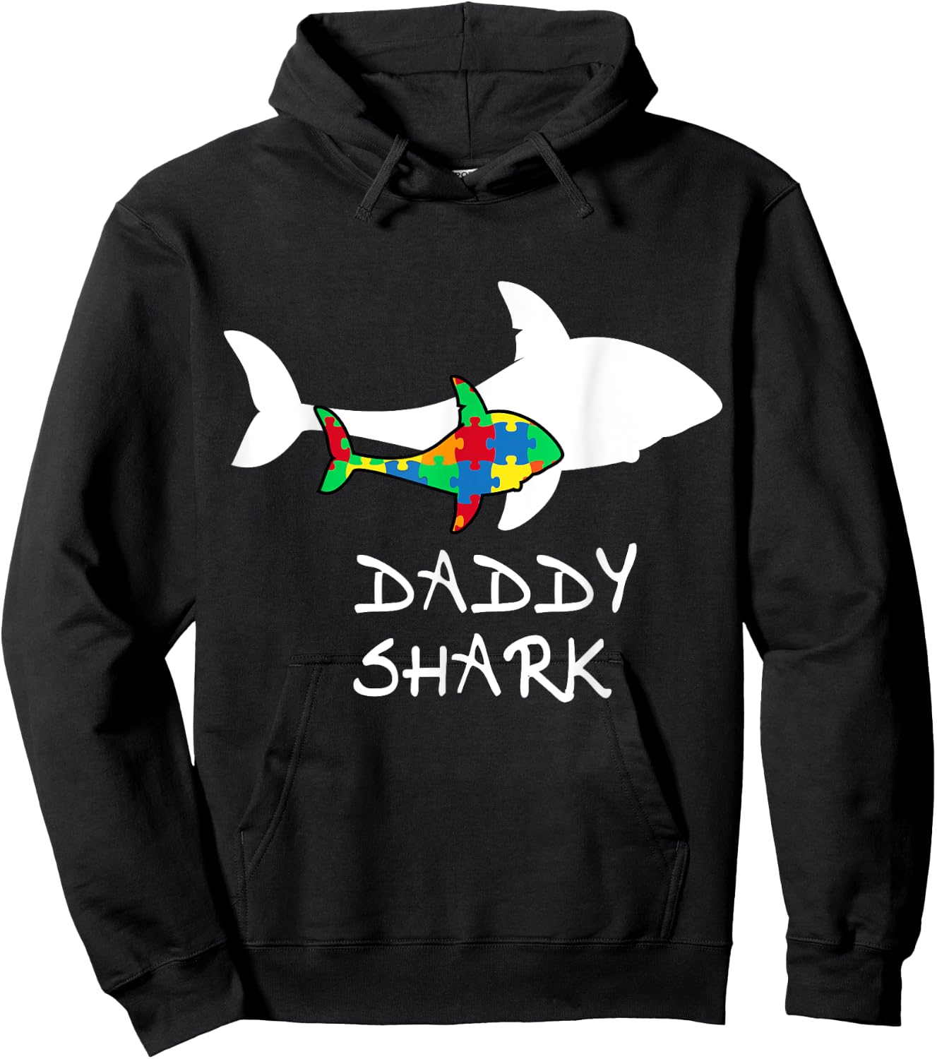Daddy Shark Puzzle Piece Inspirational Autism Awareness Gift Hoodie - Hoodie | Black