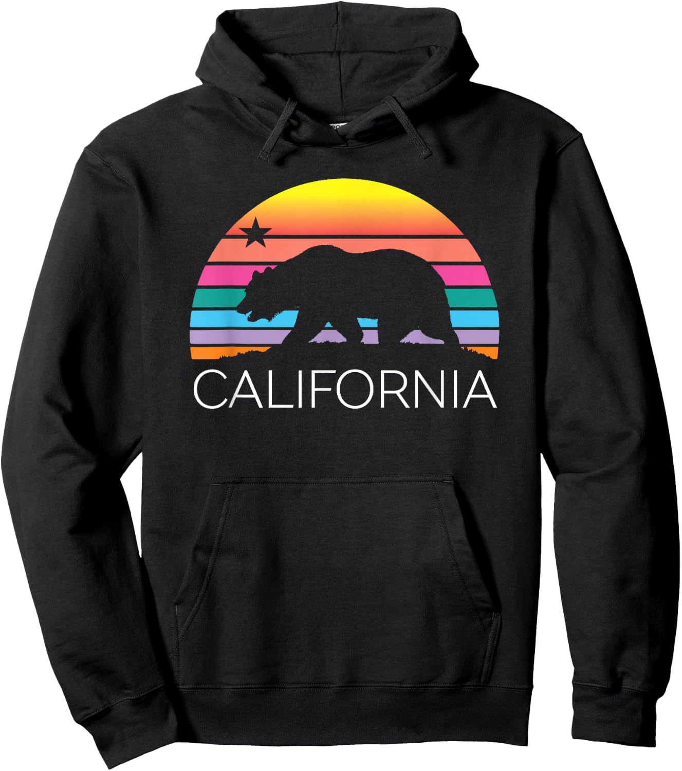 Retro California Surf Vintage Beach Cali 80s Venice Palm Sun Hoodie - Hoodie | Black