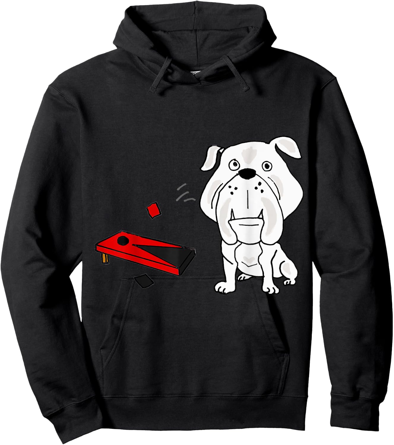 Smileteeshob Funny Bulldog Playing Cornhole Toss Tailgating Hoodie - Hoodie | Black