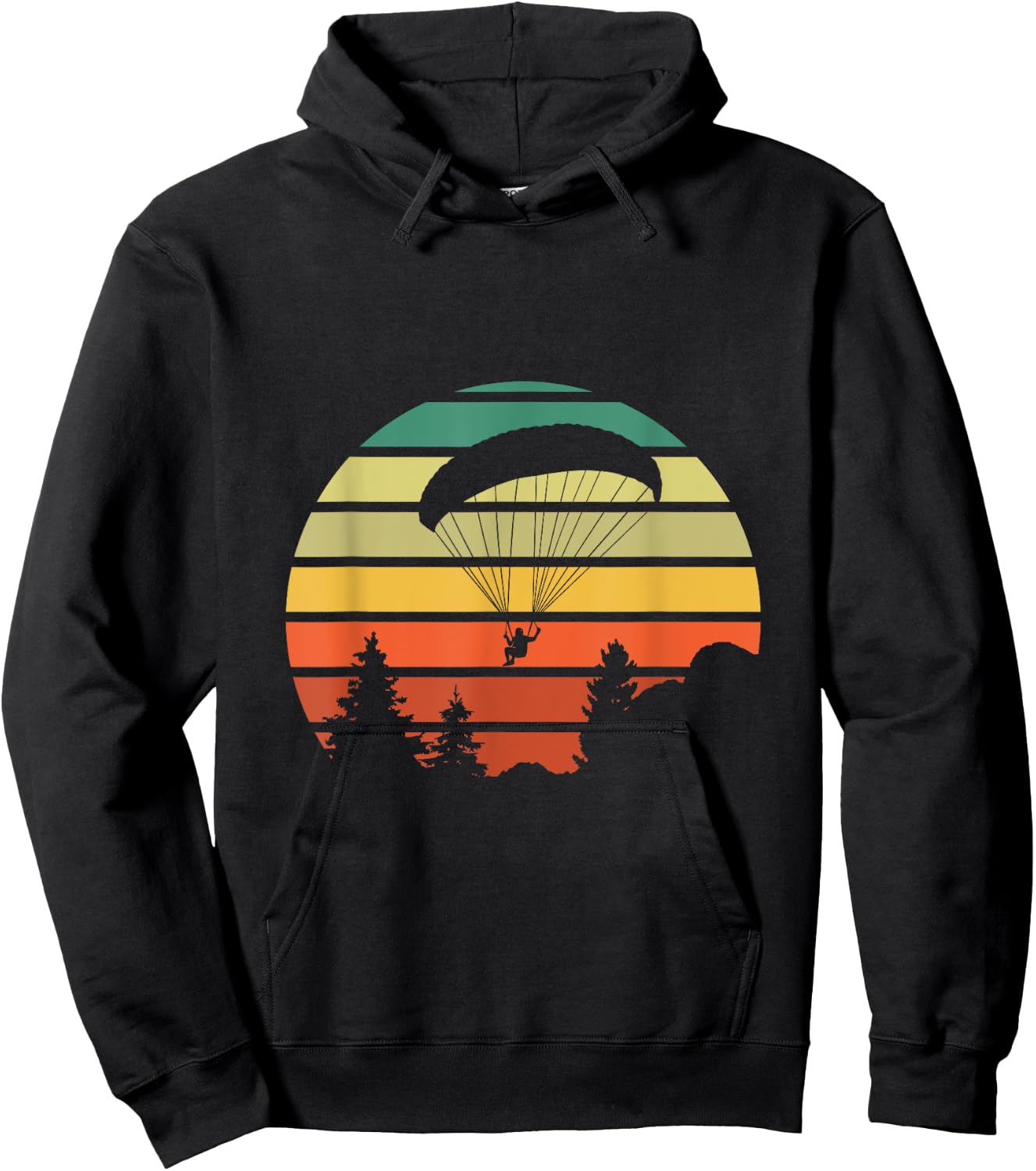 Paragliding Outfits Paraglider Vintage Paragliding Over Forest Hoodie - Hoodie | Black