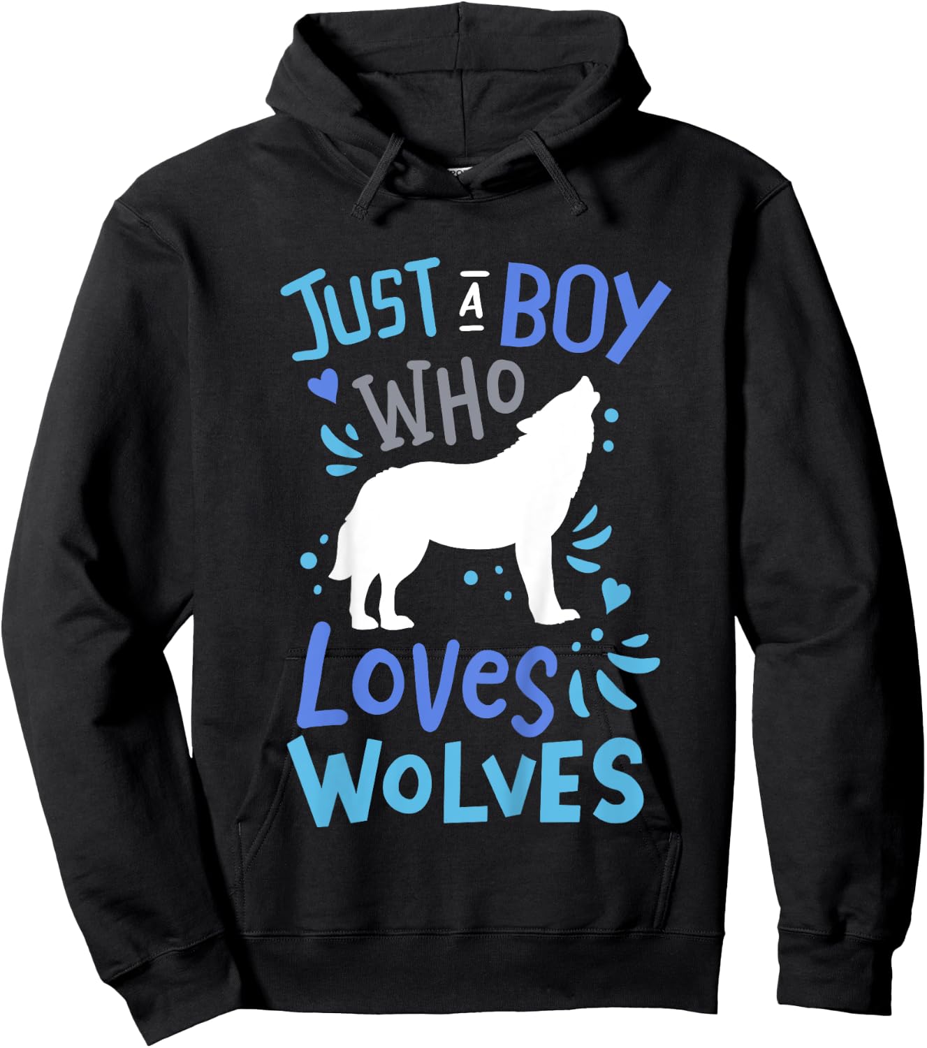 Kids Wolf Just A Boy Who Loves Wolves Gift Wolf Lovers Hoodie - Hoodie | Black