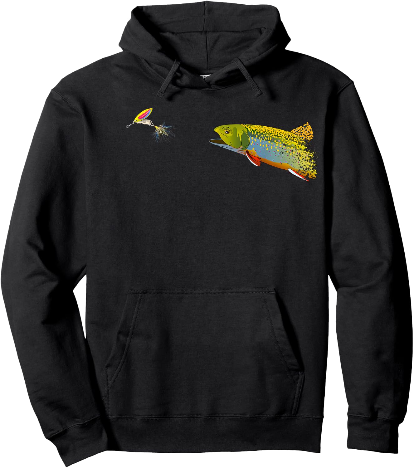 Fly Fishing Brook Trout Graphic For Fisherman Hoodie - Hoodie | Black