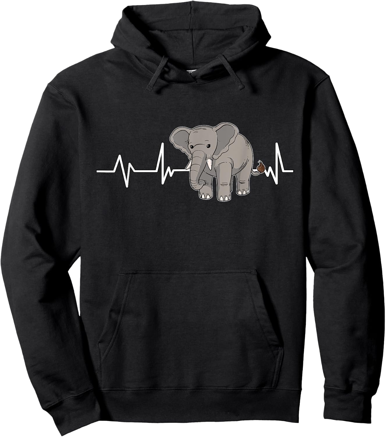 Elephant Heartbeat EKG Gift Elephant Hoodie - Hoodie | Black